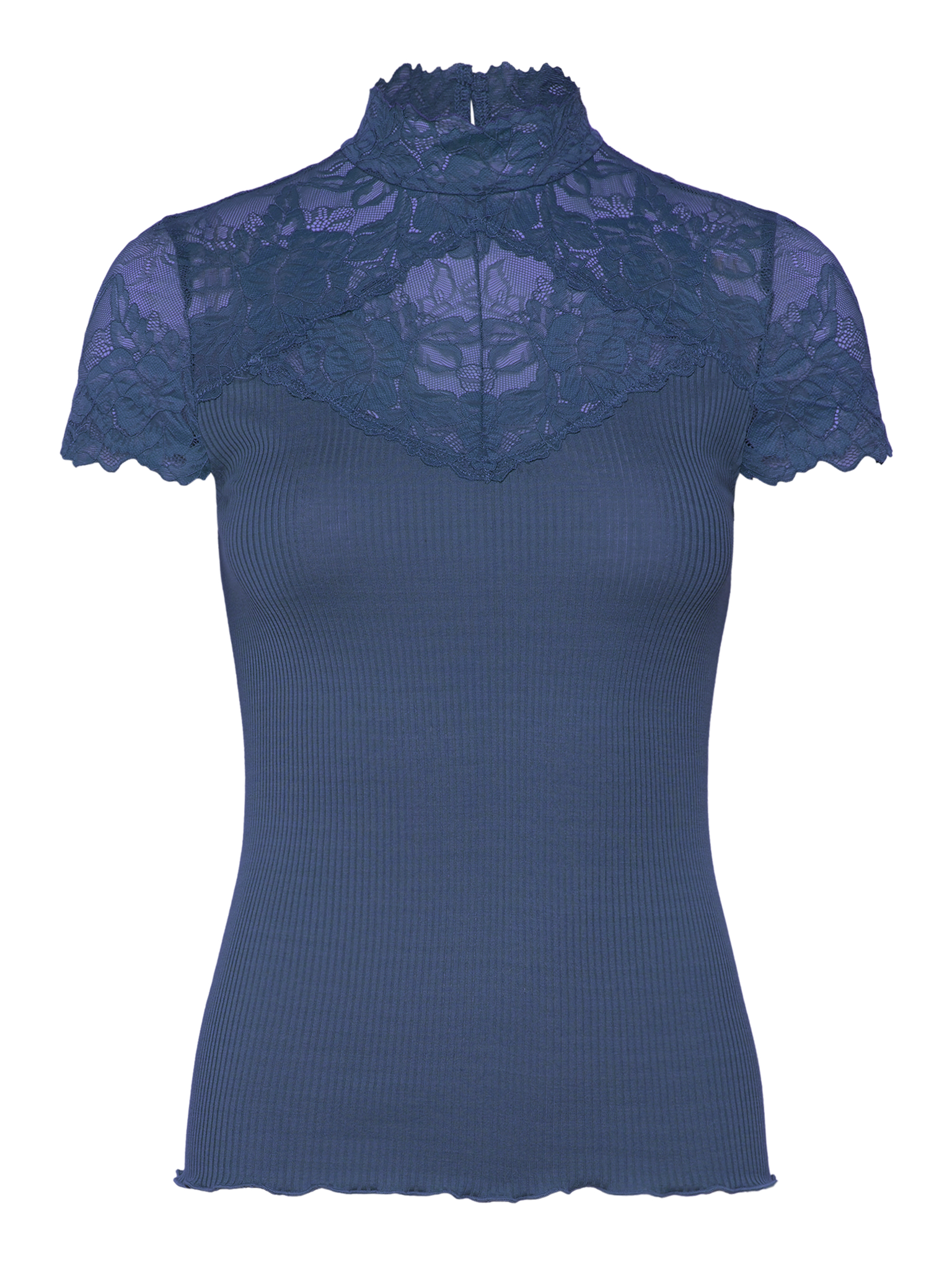 RWBeatha Silk Capsleeve Lace T-shirt T-SHIRT SS Rosemunde Woman XS ensign blue