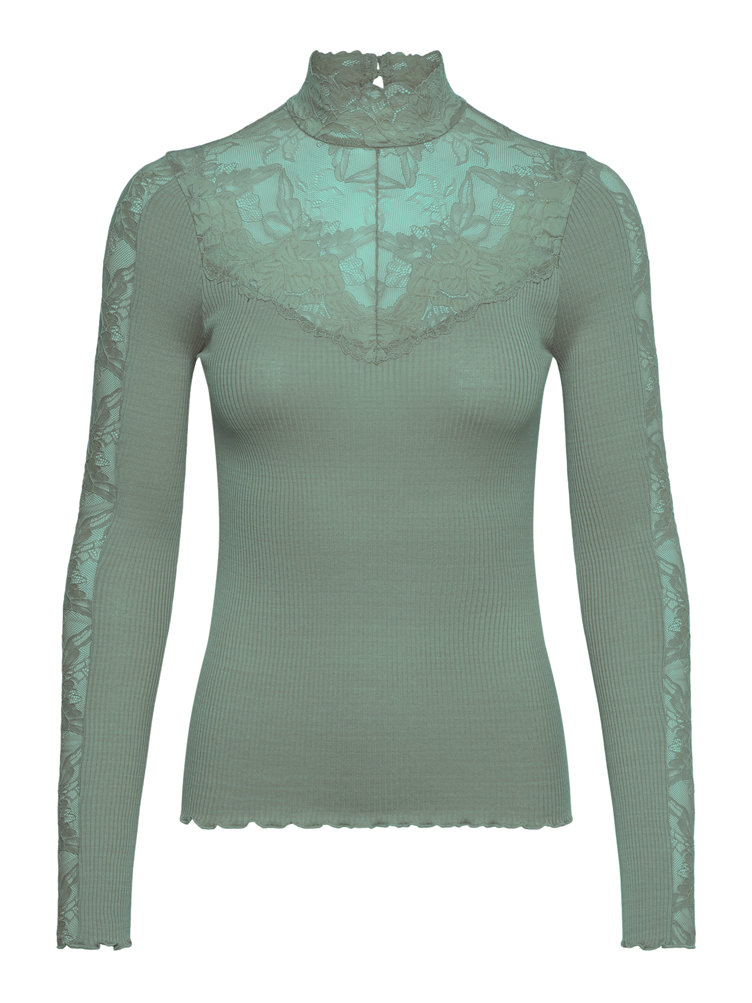 RWBeatha Silk LS Lace T-neck T-shirt T-SHIRT LS Rosemunde Woman M laurel wreath