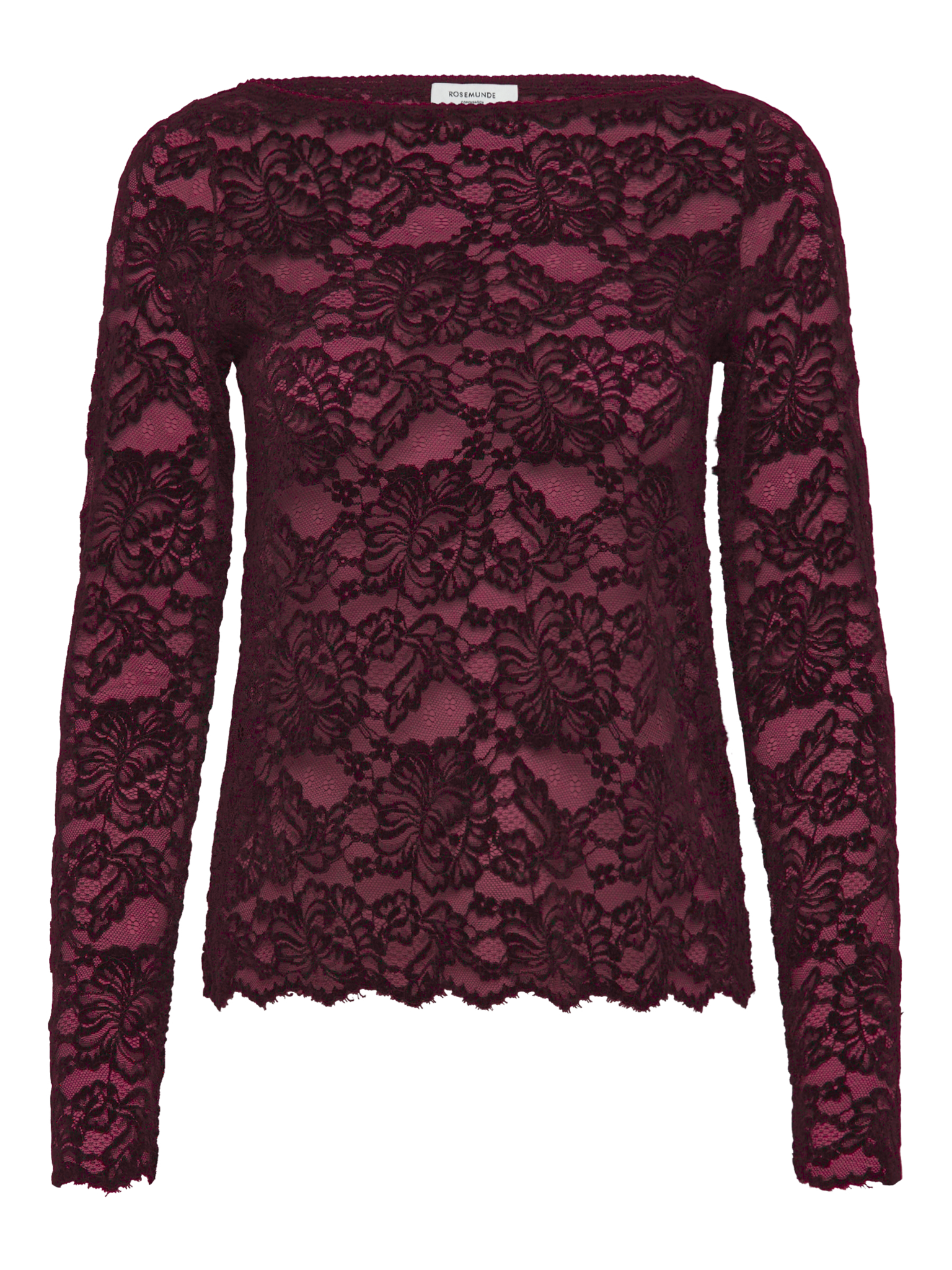 RWDania Lace LS Boatneck Lace T-shirt T-SHIRT LS Rosemunde Woman XS tawny port