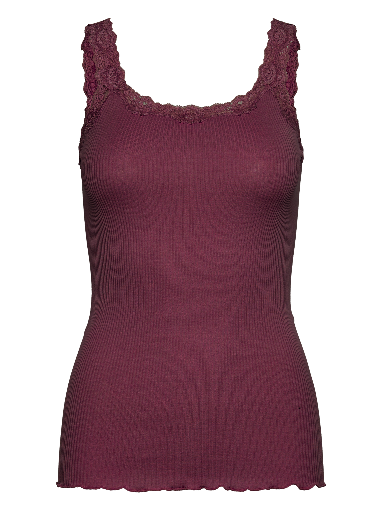 RWBabette Silk SL Deep Back Lace Top TOP Rosemunde Woman M tawny port