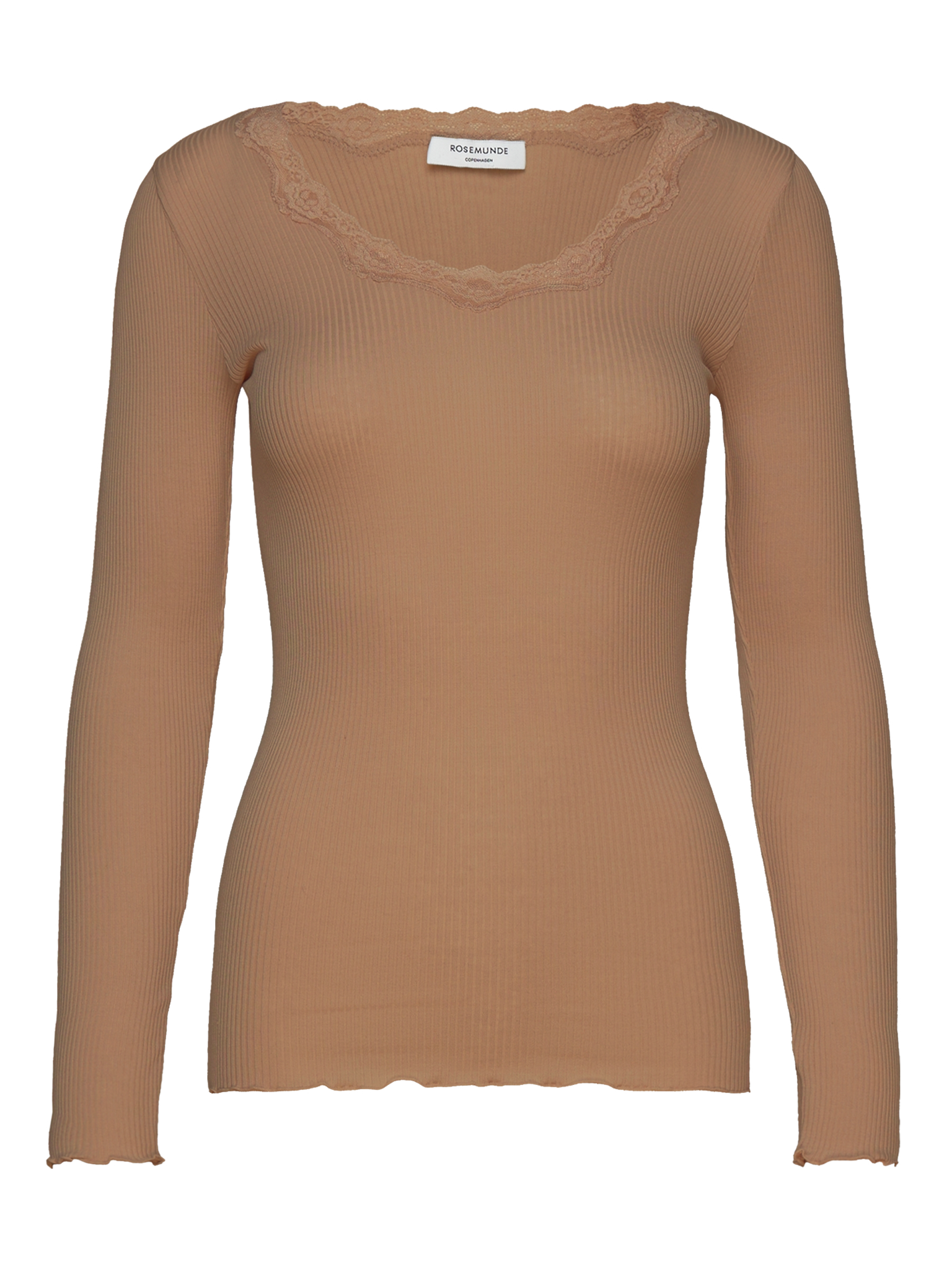 RWBabette Silk LS U-neck Lace T-shirt T-SHIRT LS Rosemunde Woman M tiger's eye