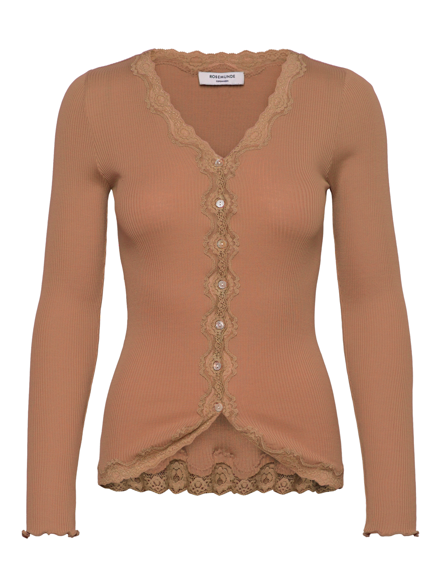 RWBabette Silk LS V-neck Lace Cardigan Cardigan Rosemunde Woman