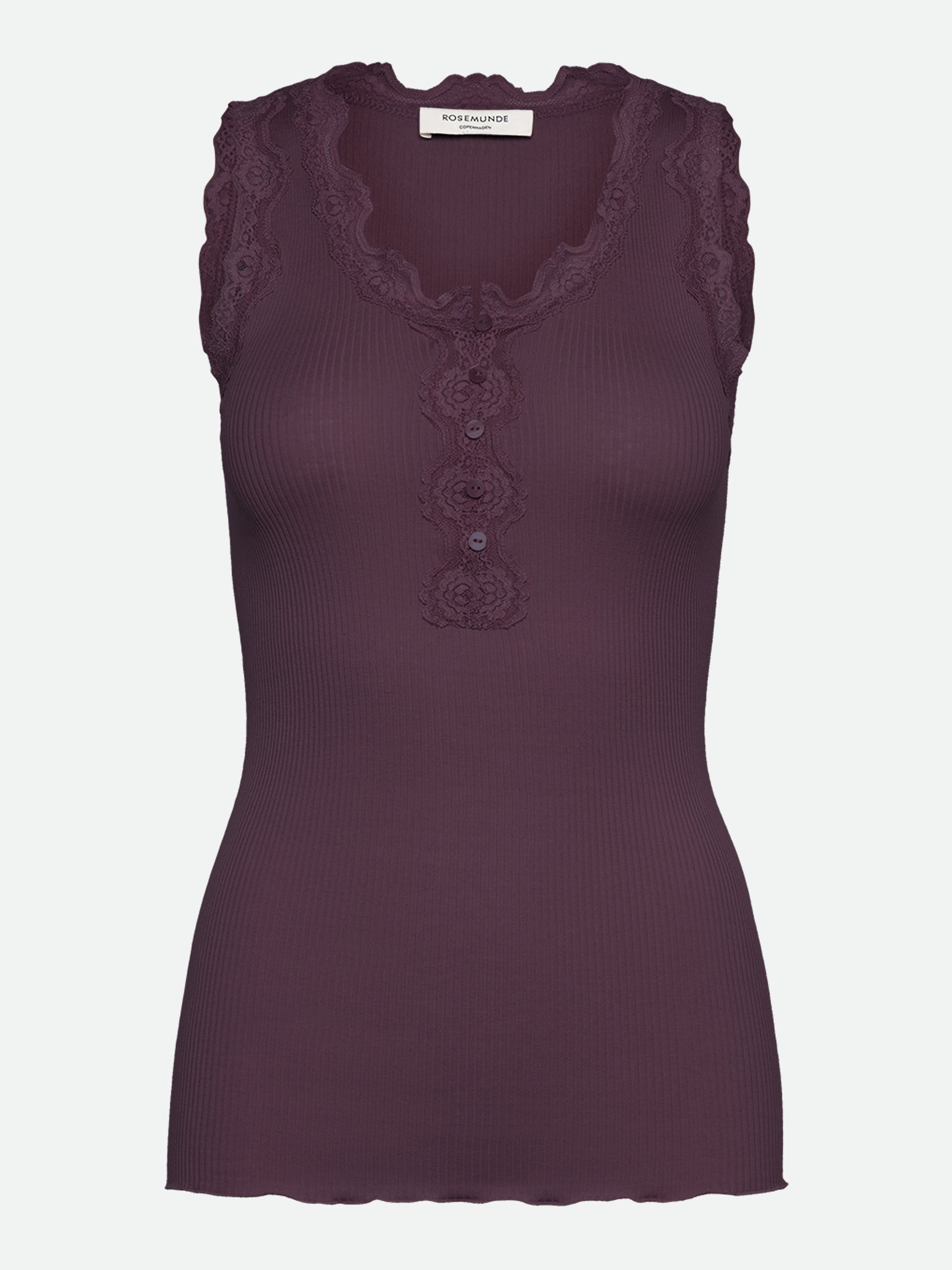 RWBeatha SL U- neck Lace Button Top Top Rosemunde Woman S plum perfect