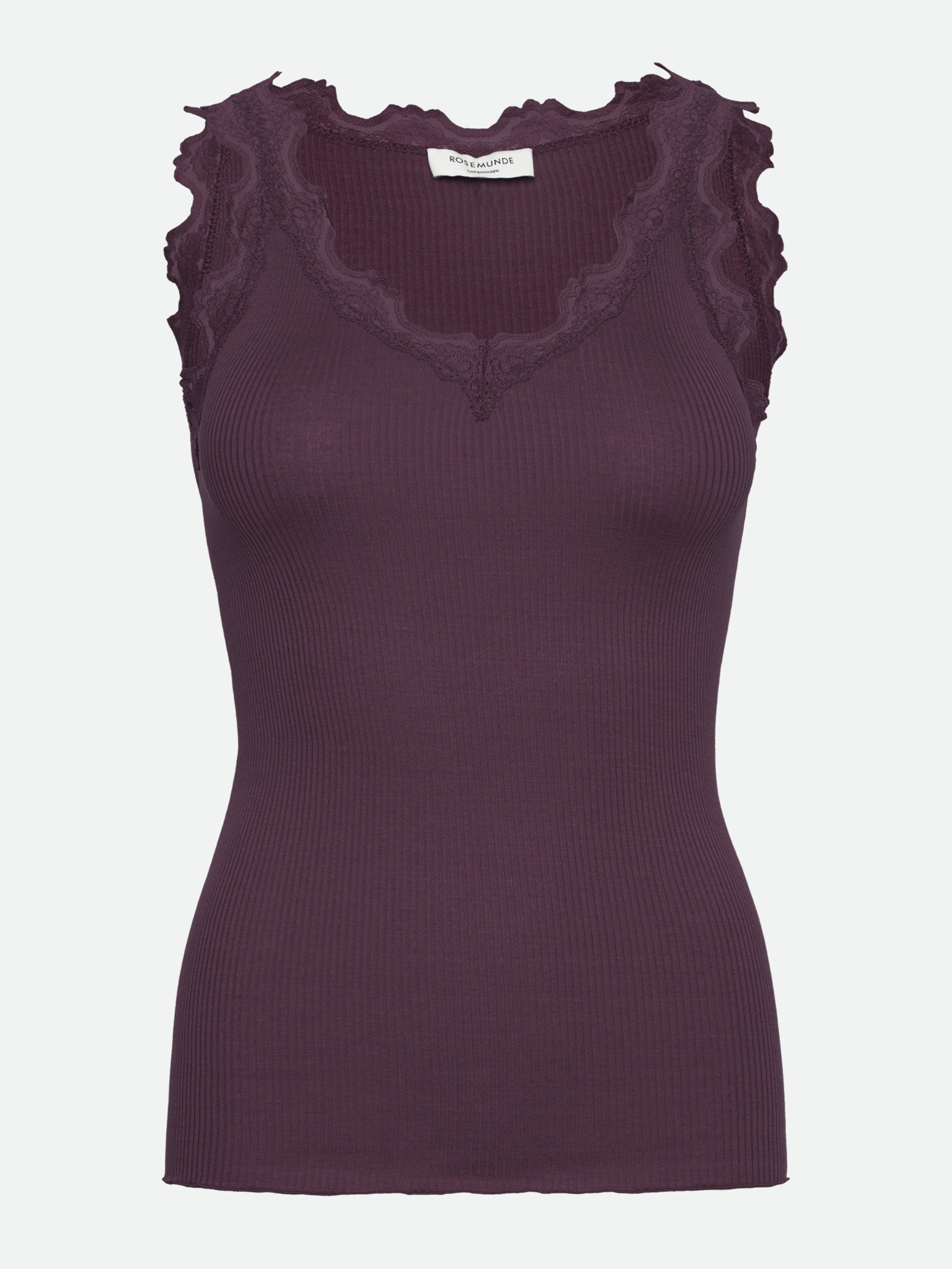RWBeatha Silk SL V-neck Lace Top Top Rosemunde Woman L plum perfect