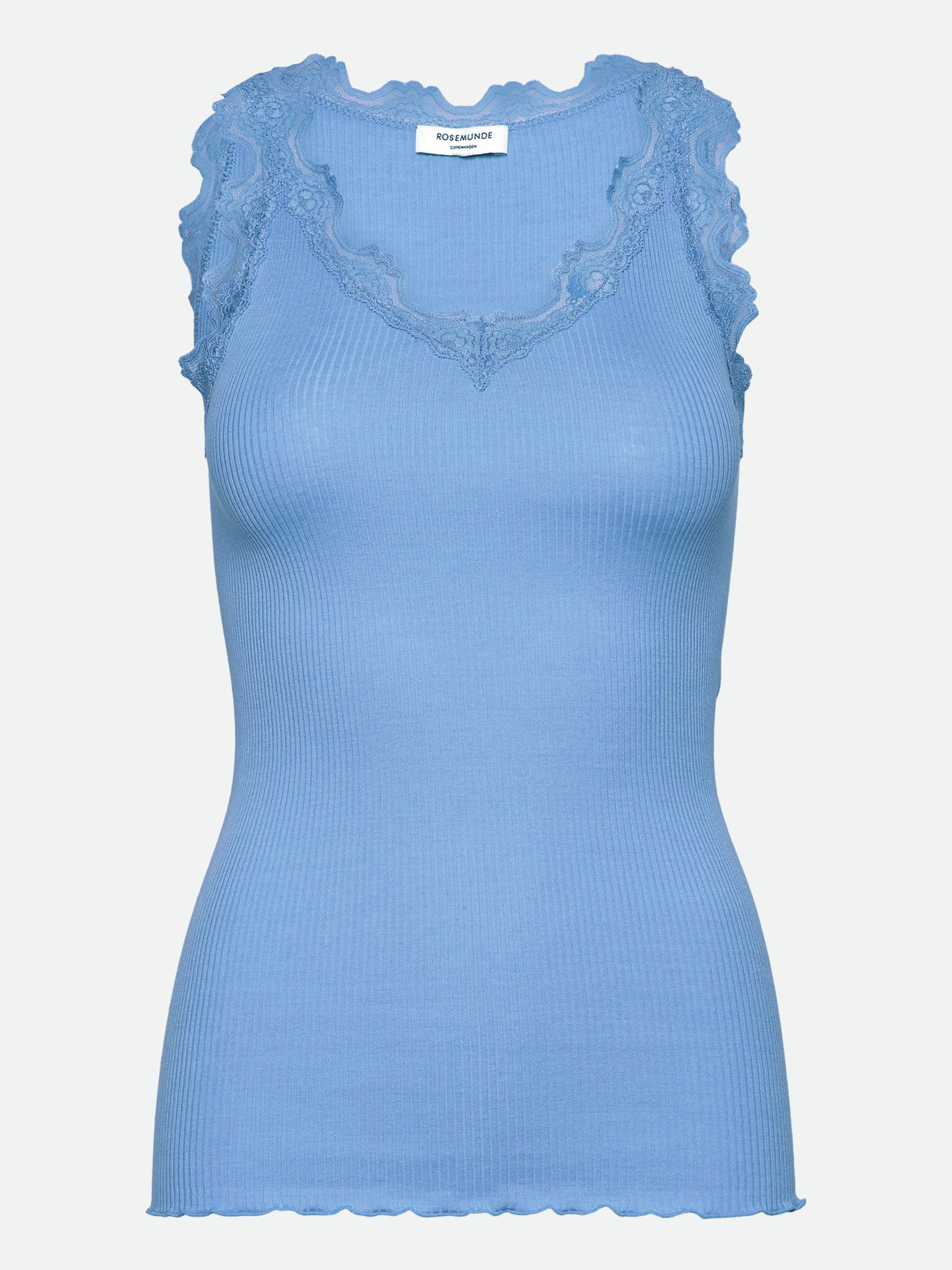 RWBeatha Silk SL V-neck Lace Top Top Rosemunde Woman L little boy blue