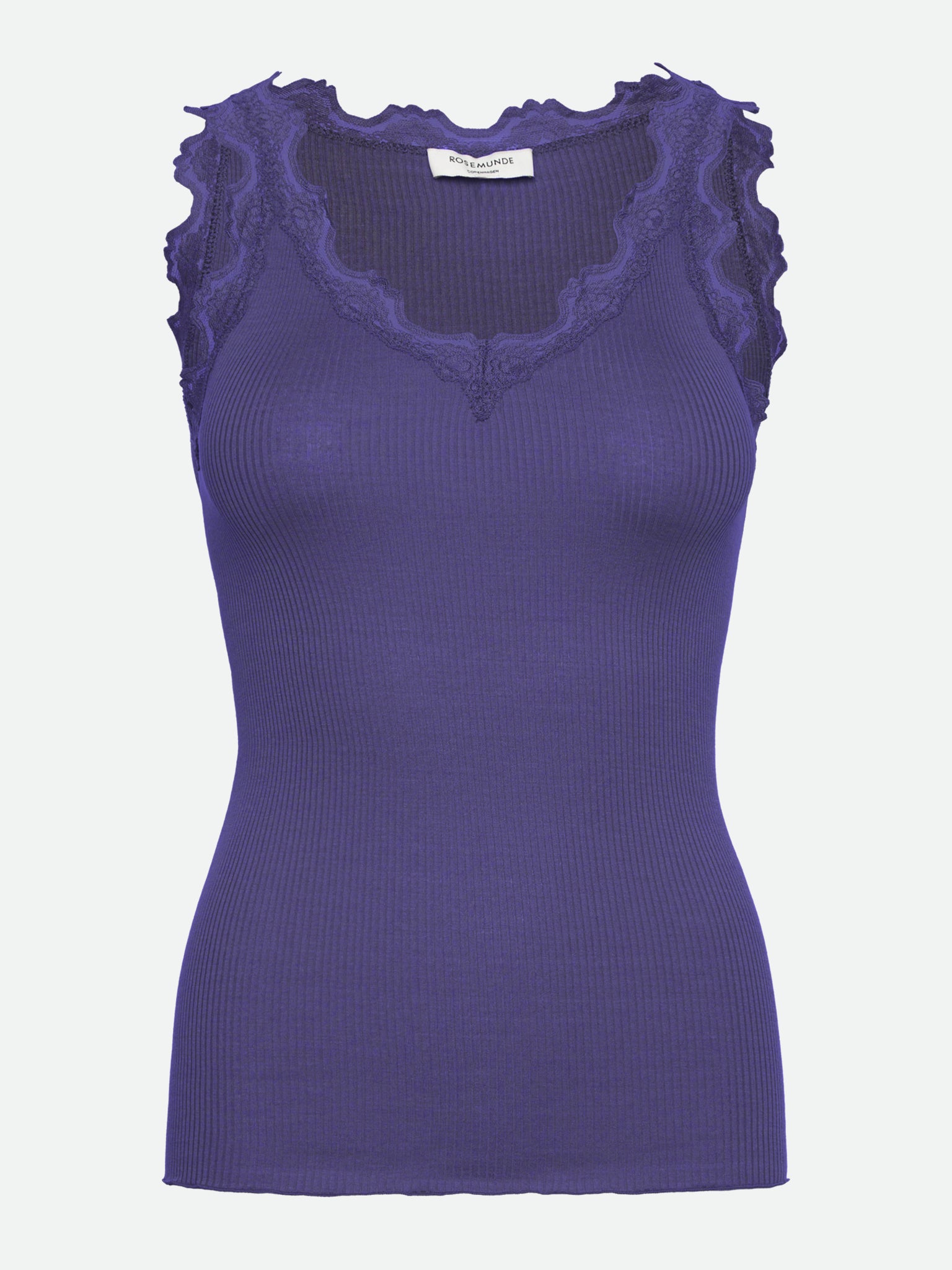 RWBeatha Silk SL V-neck Lace Top Top Rosemunde Woman L skipper blue