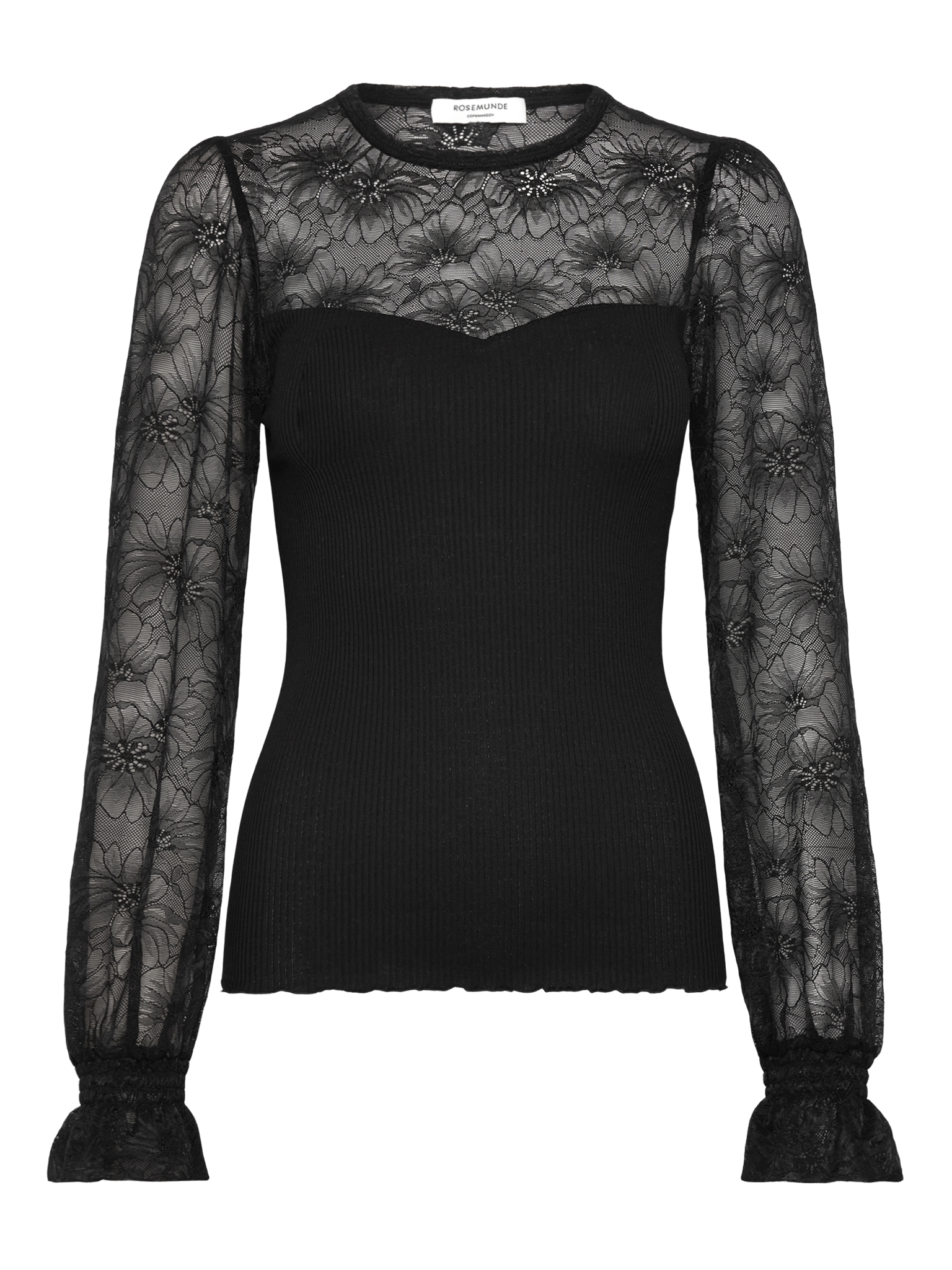RWBeatha Silk LS Full Lace T-shirt T-SHIRT LS Rosemunde Woman XS black