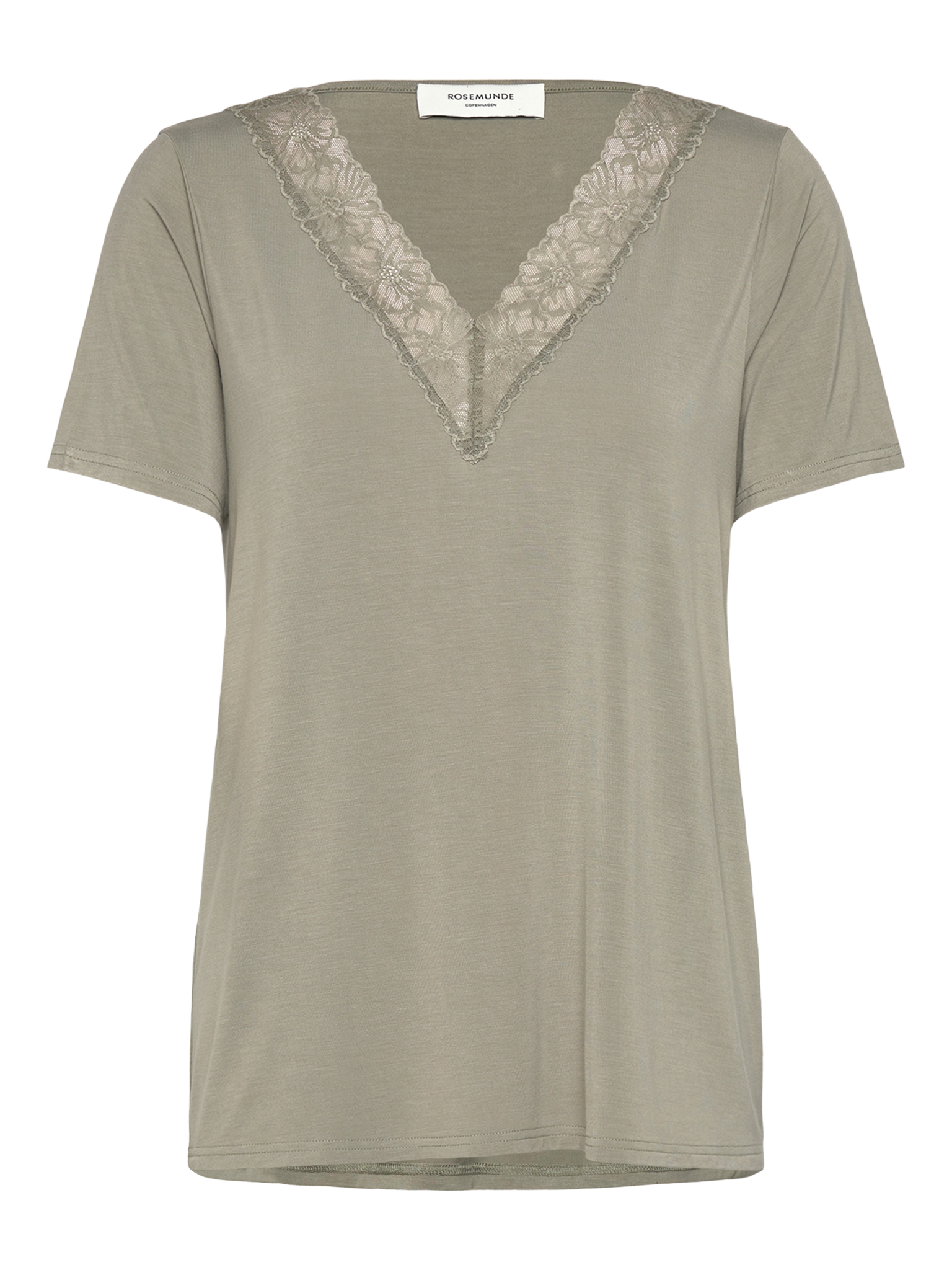 RWBiarritz V-neck Lace T-shirt T-SHIRT SS Rosemunde Woman XS dried sage