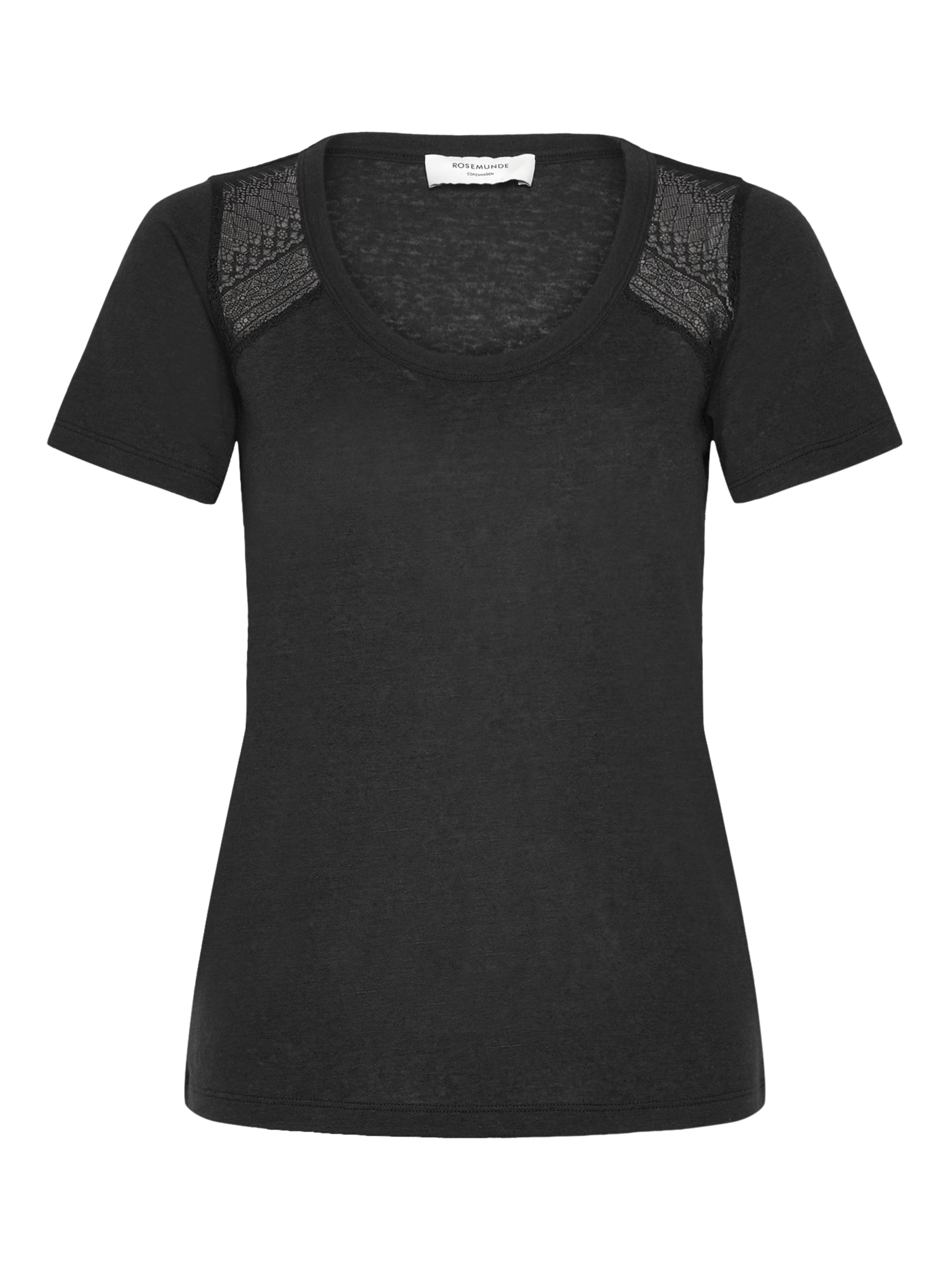 RWLaura Linen SS Lace T-shirt T-SHIRT SS Rosemunde Woman XS black