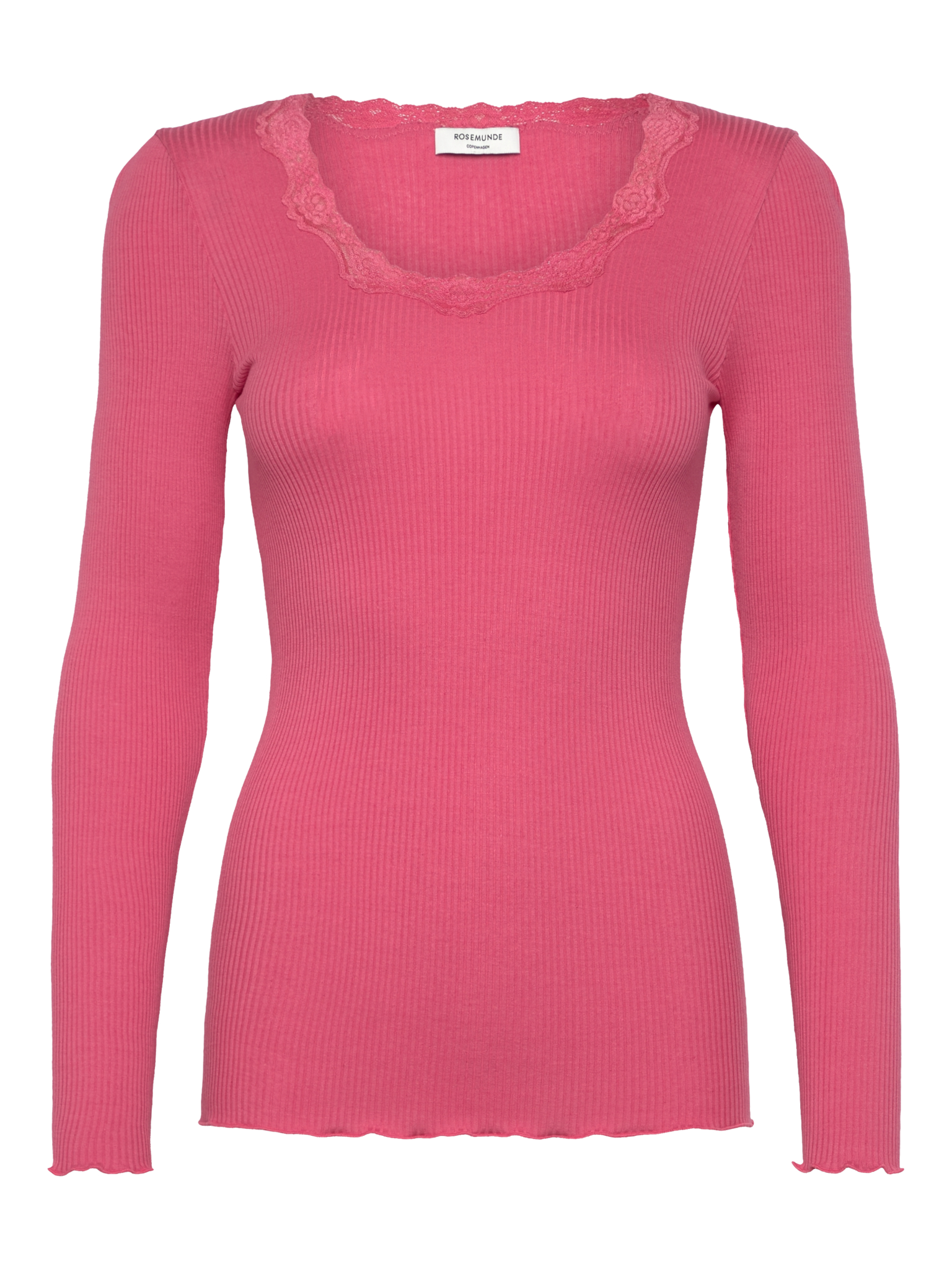 RWBabette Silk LS U-neck Lace T-shirt T-SHIRT LS Rosemunde Woman L rapture rose