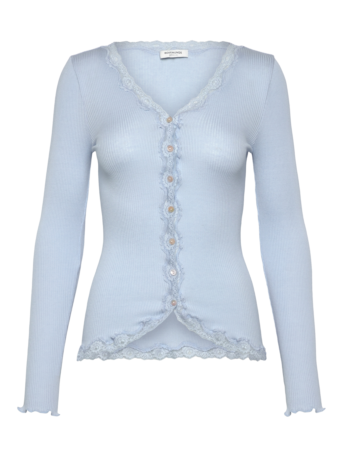 RWBabette Silk Long Sleeve V-neck Lace Cardigan CARDIGAN Rosemunde Woman XS nantucket blue