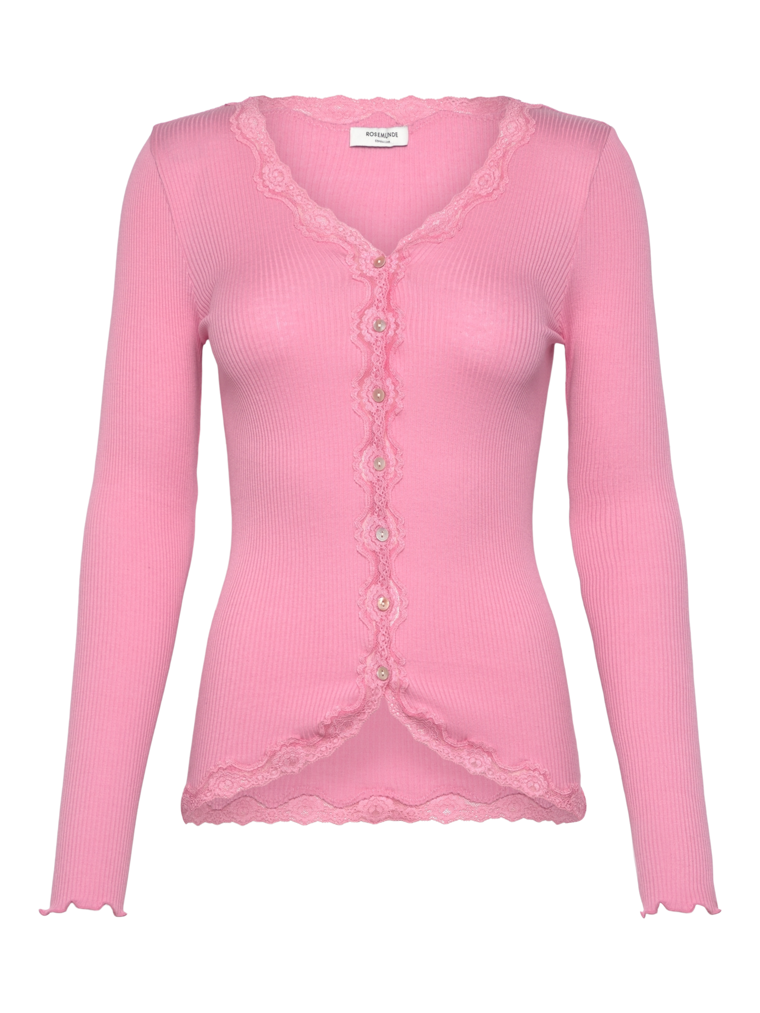 RWBabette Silk LS V-neck Lace Cardigan Cardigan Rosemunde Woman L sea pink