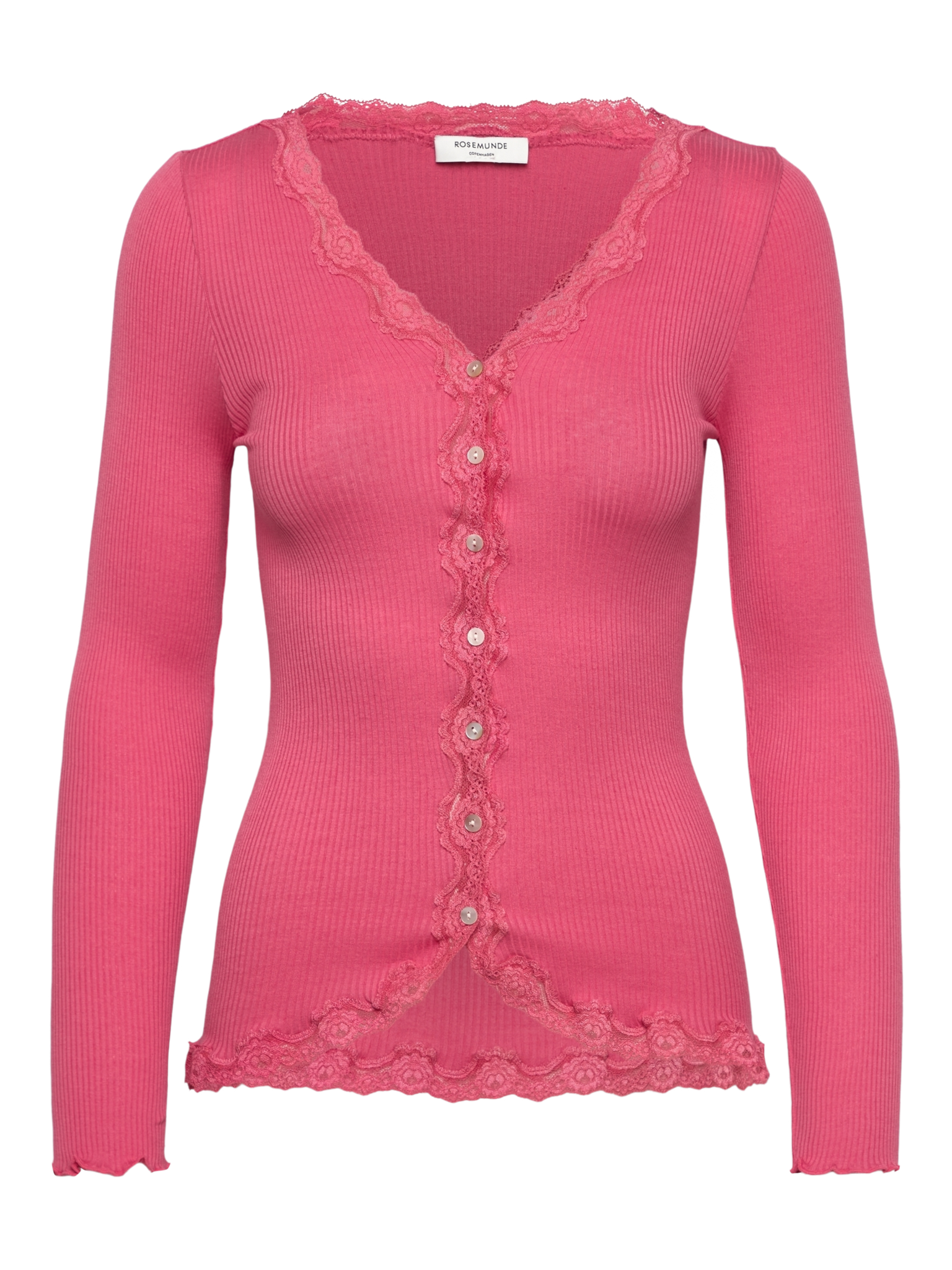 RWBabette Silk LS V-neck Lace Cardigan Cardigan Rosemunde Woman L rapture rose