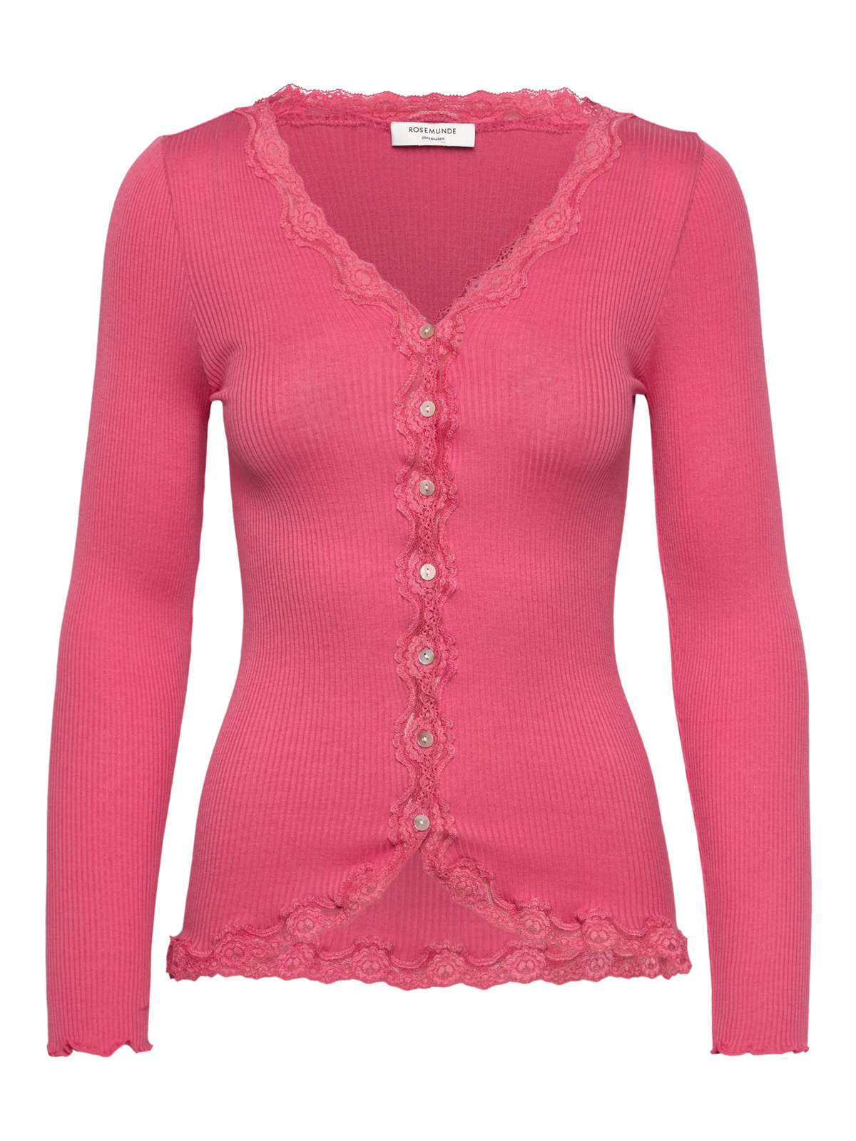 RWBabette Silk Long Sleeve V-neck Lace Cardigan CARDIGAN Rosemunde Woman XS rapture rose