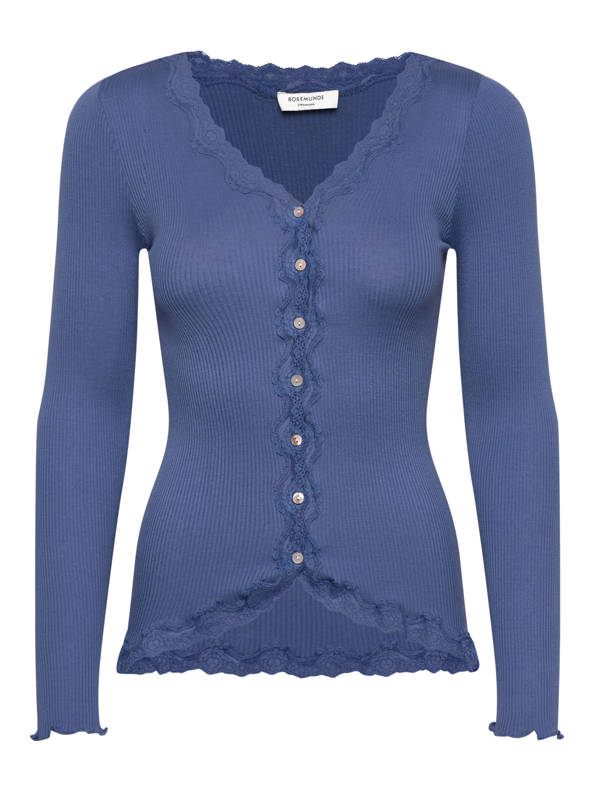 RWBabette Silk Long Sleeve V-neck Lace Cardigan CARDIGAN Rosemunde Woman XS dutch blue