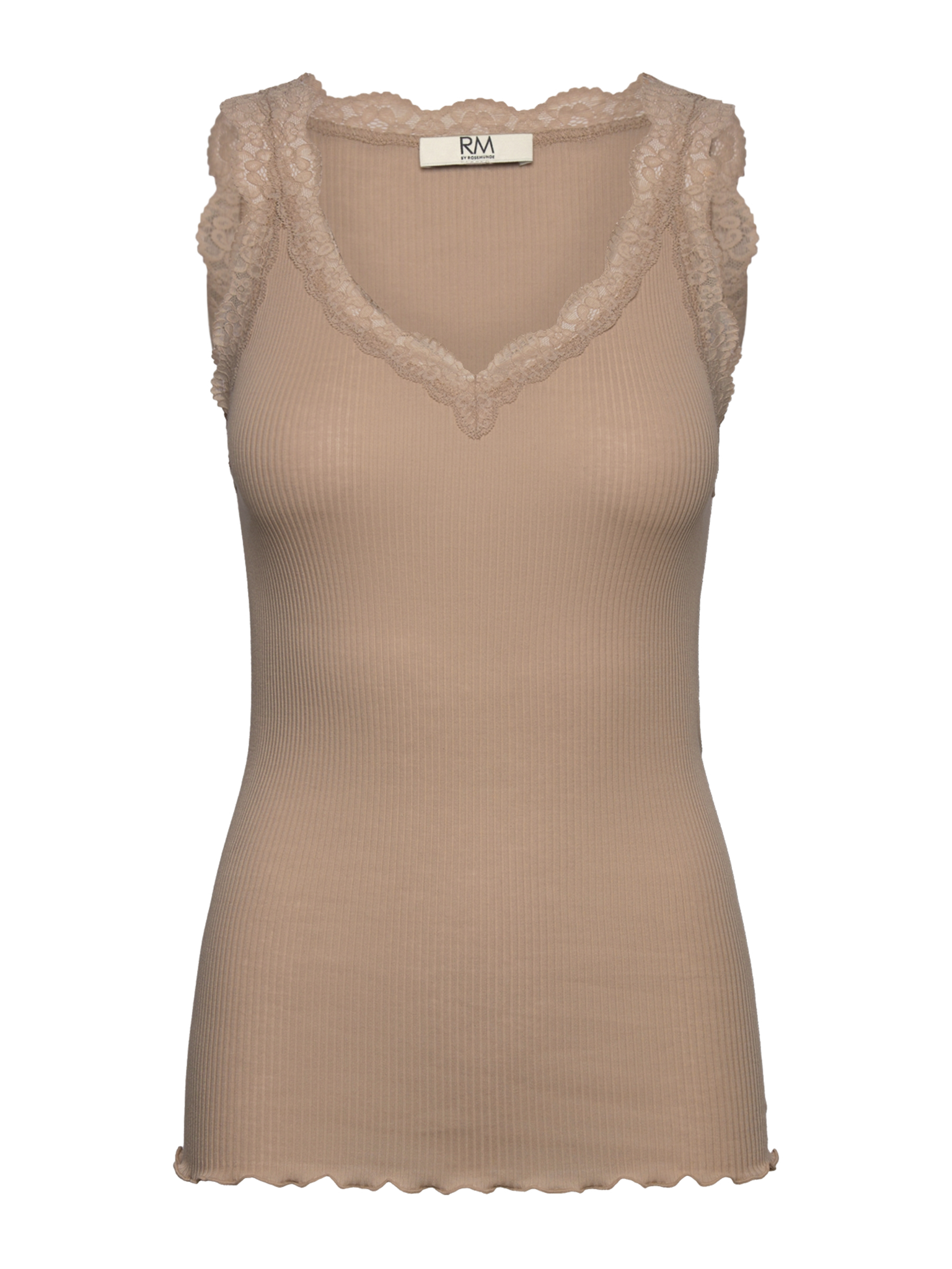 RMWBalta Modal Lace SL V-neck Top TOP Rosemunde Woman XS silver mink