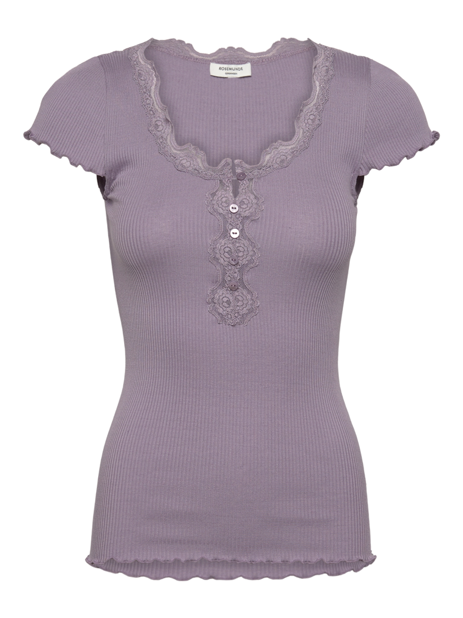 RWBeatha Silk Capsleeve Button T-shirt T-SHIRT SS Rosemunde Woman XS lavender grey