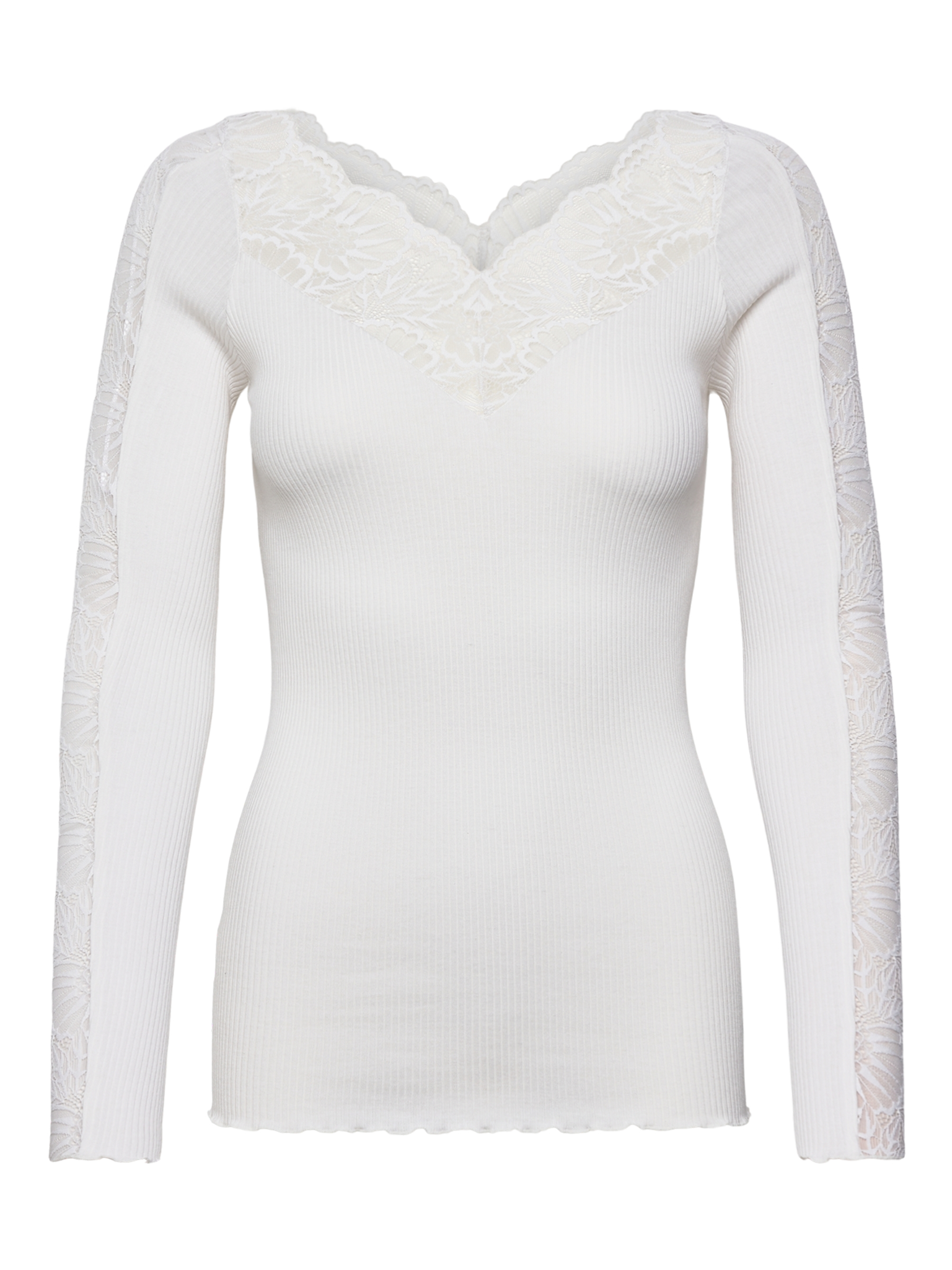 RWBeatha Silk LS Lace T-shirt T-SHIRT LS Rosemunde Woman XS new white