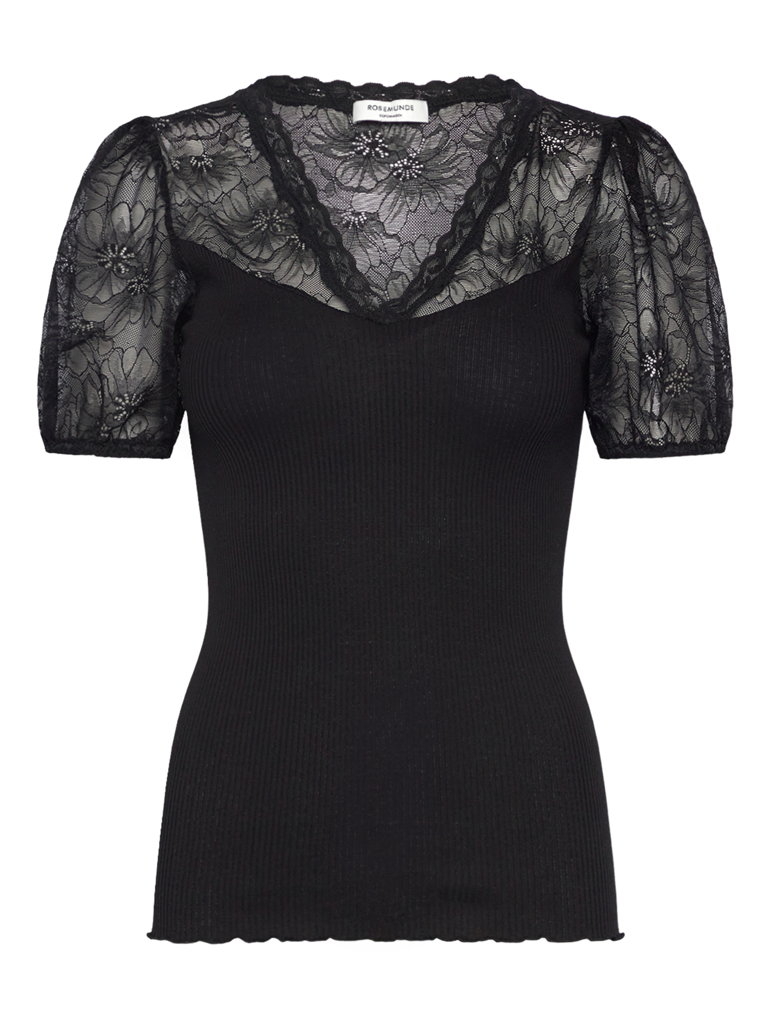 RWBeatha Silk SS Full Lace V- neck T-shirt T-SHIRT SS Rosemunde Woman XS black