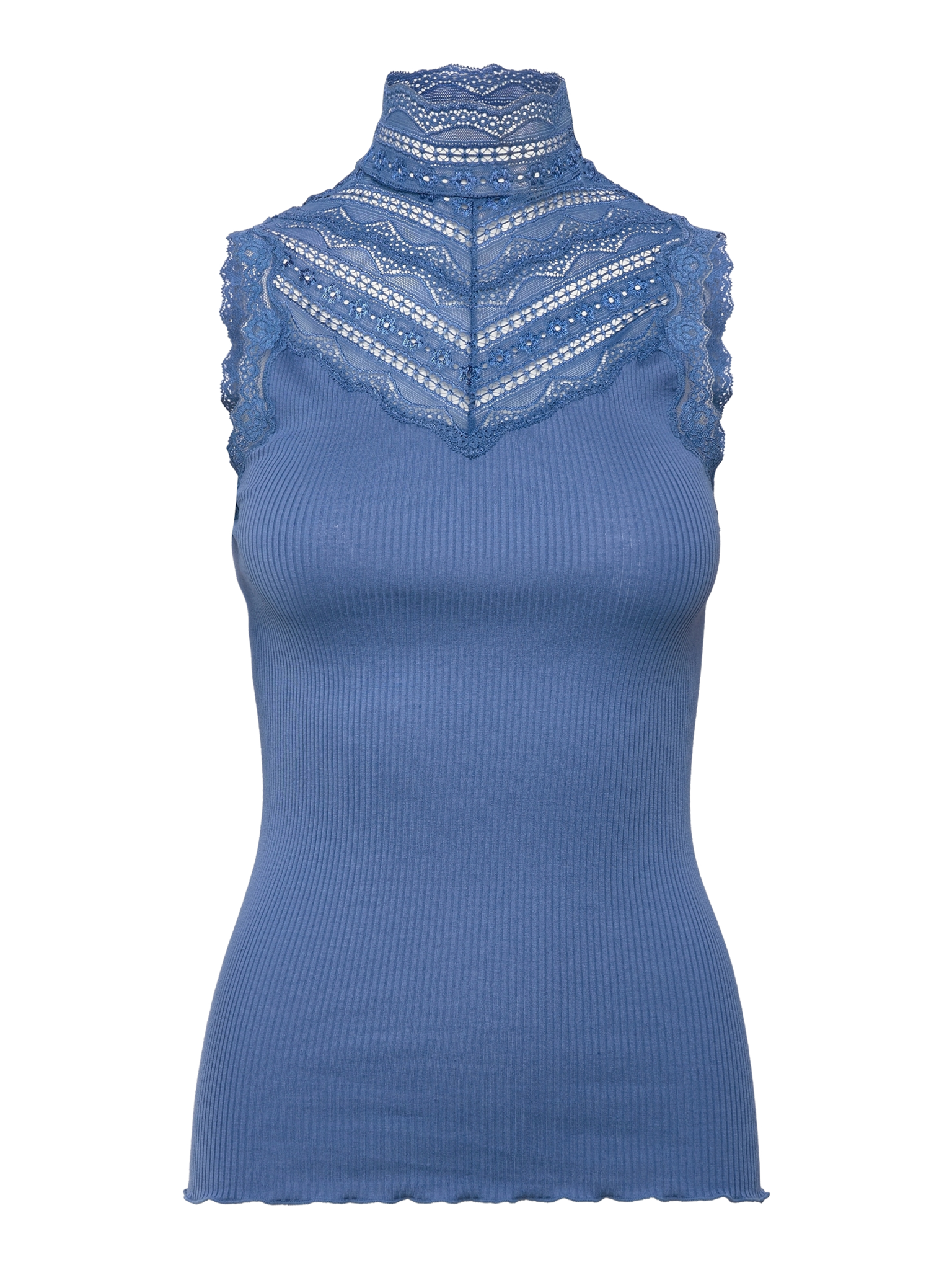 RWBenita Silk SL Turtleneck Lace Top TOP Rosemunde Woman XS dutch blue