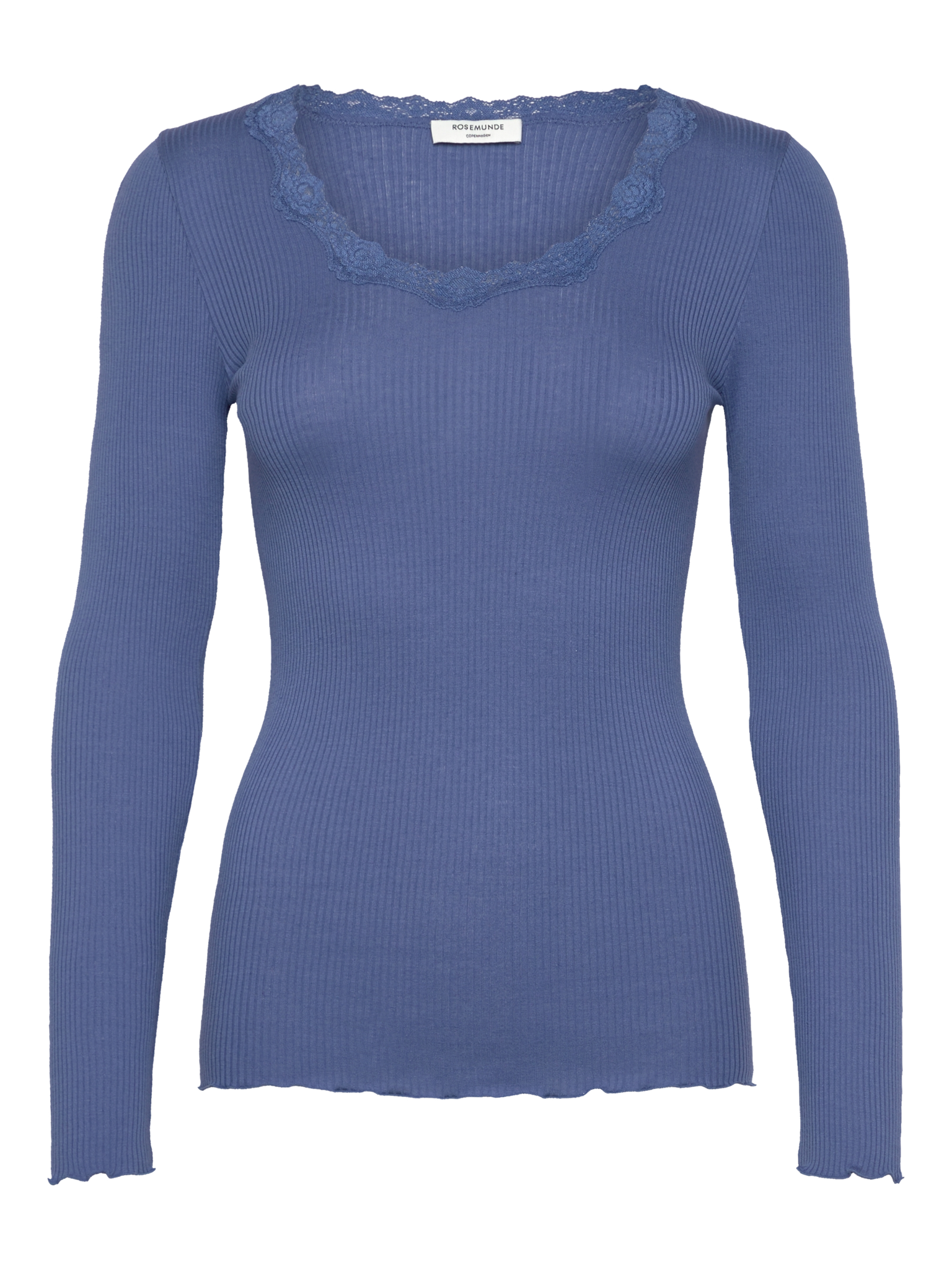 RWBabette Silk LS U-neck Lace T-shirt T-SHIRT LS Rosemunde Woman L dutch blue