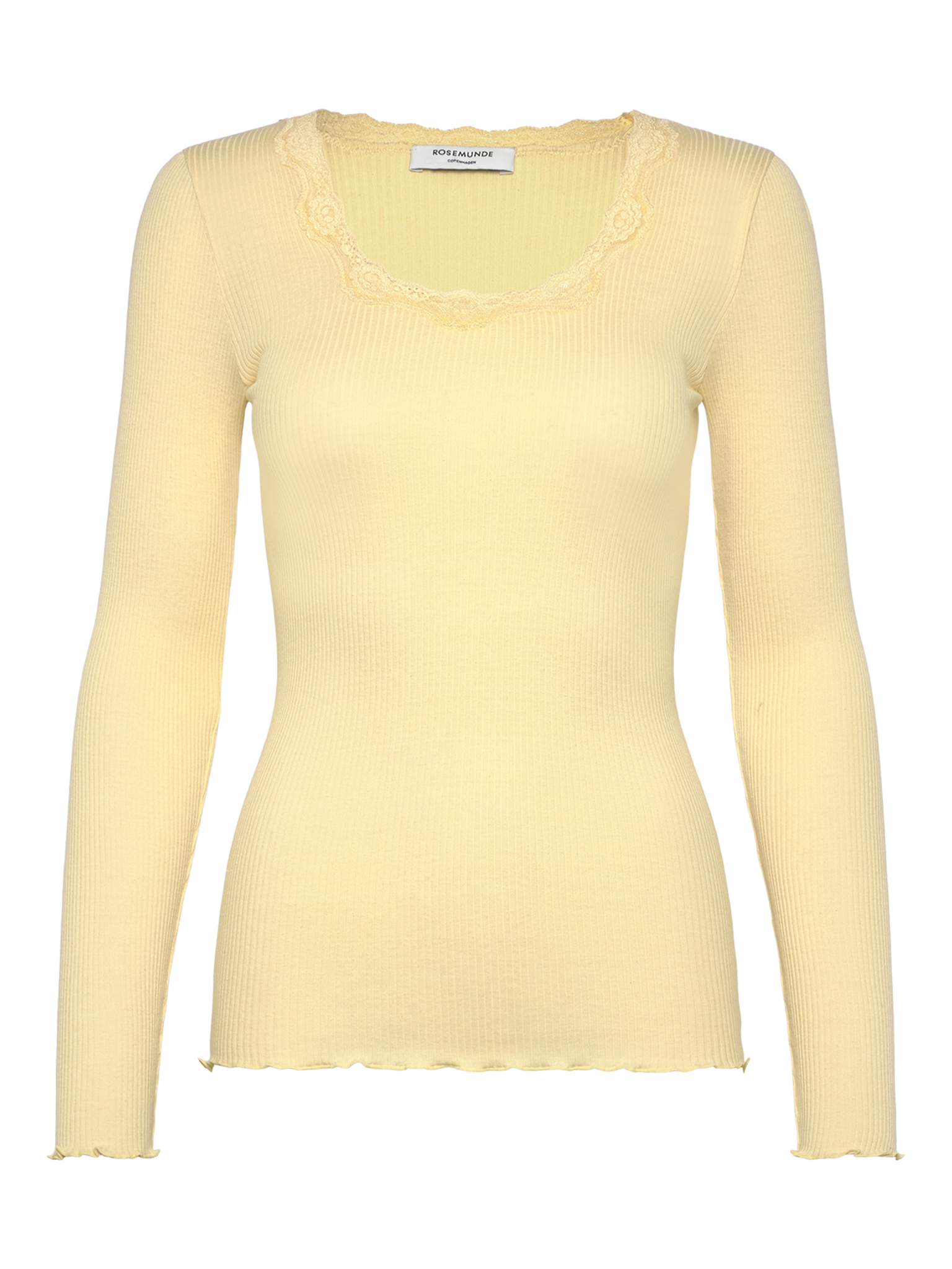 RWBabette Silk Long Sleeve U-neck Lace T-shirt T-SHIRT LS Rosemunde Woman XS flan