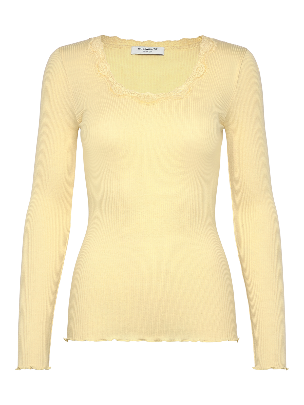 RWBabette Silk Long Sleeve U-neck Lace T-shirt T-SHIRT LS Rosemunde Woman XS flan