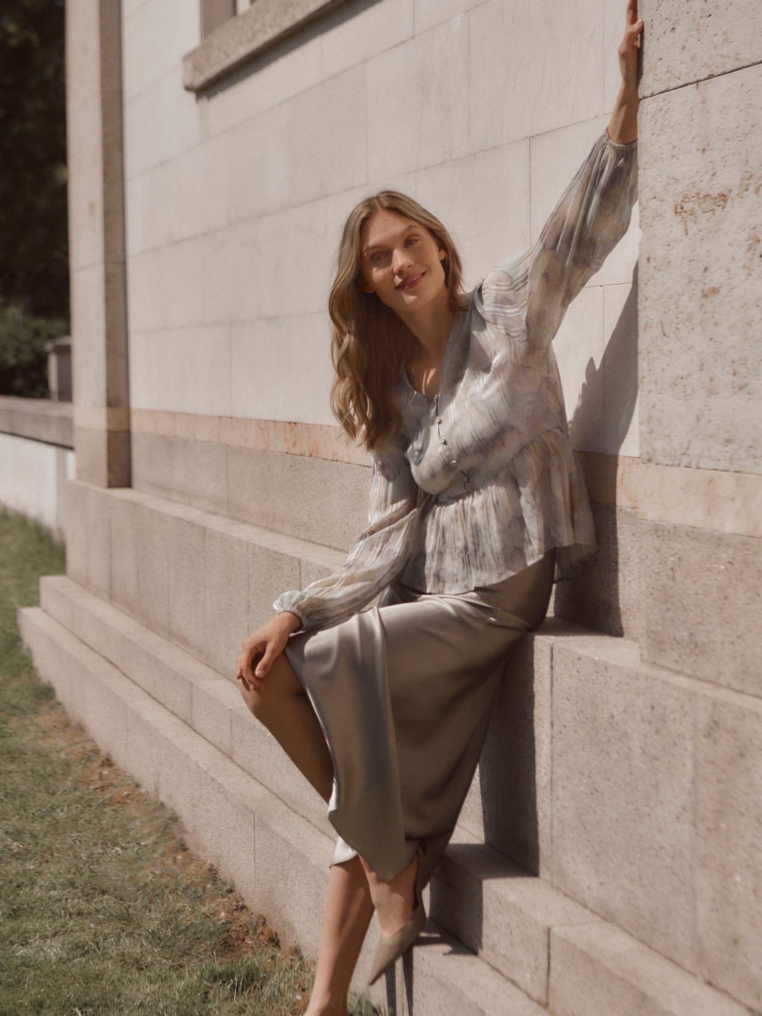 RWJade Silk MW Midi Skirt