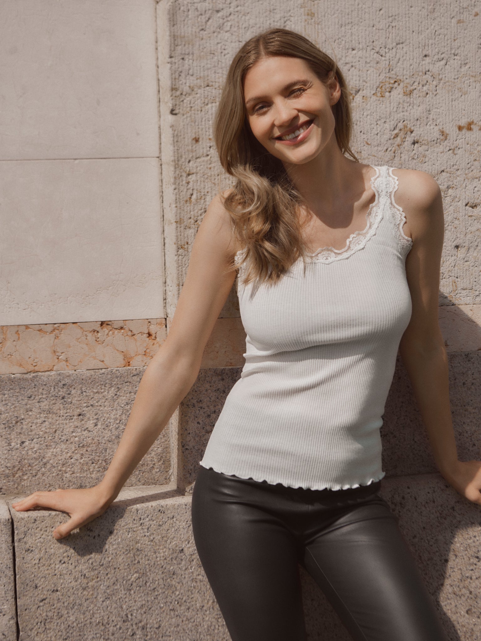 RWBabette Silk Sleeveless U-neck Lace Top TOP Rosemunde Woman