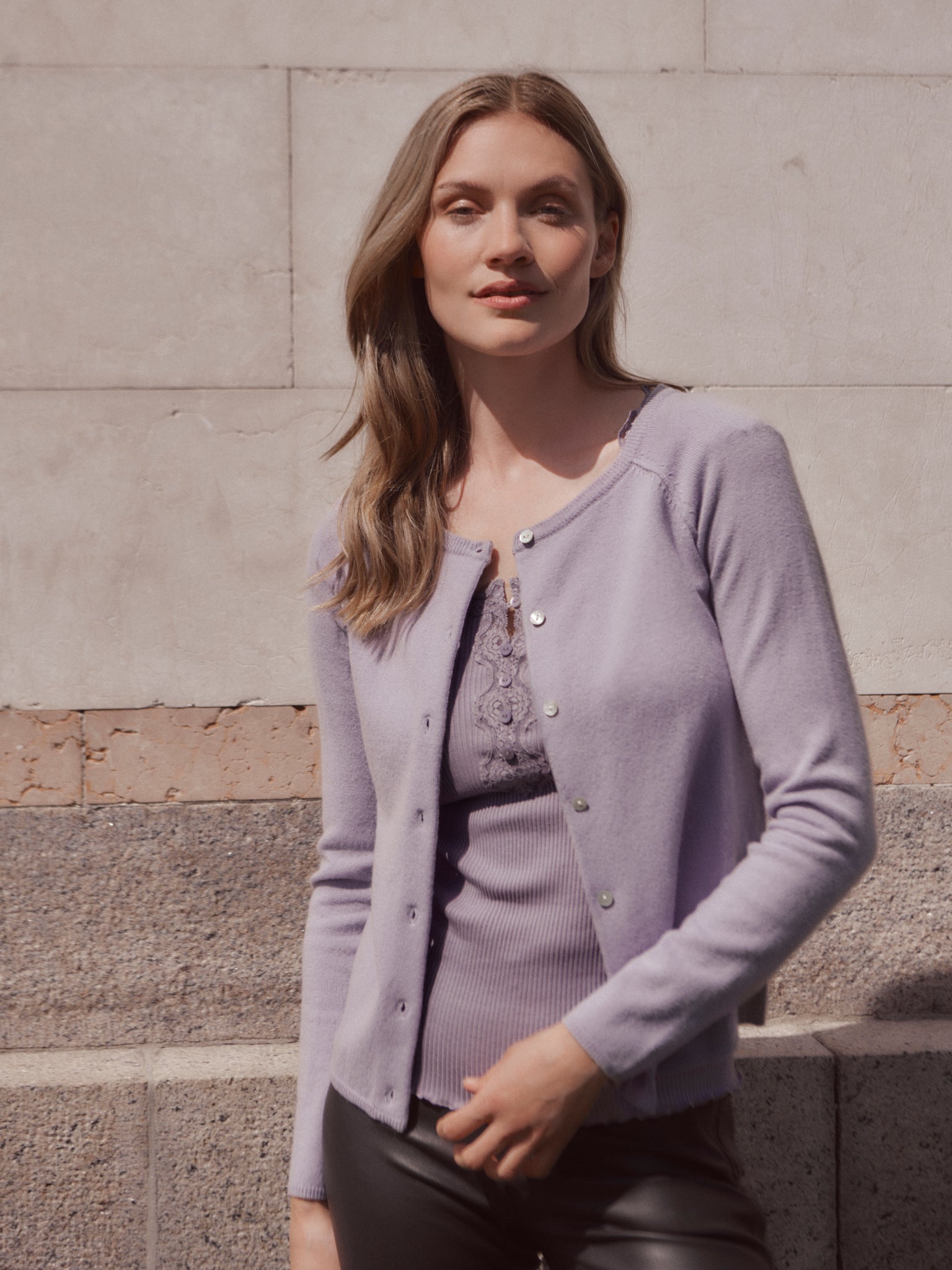 RWLaica Cashmere LS O-neck Raglan Cardigan