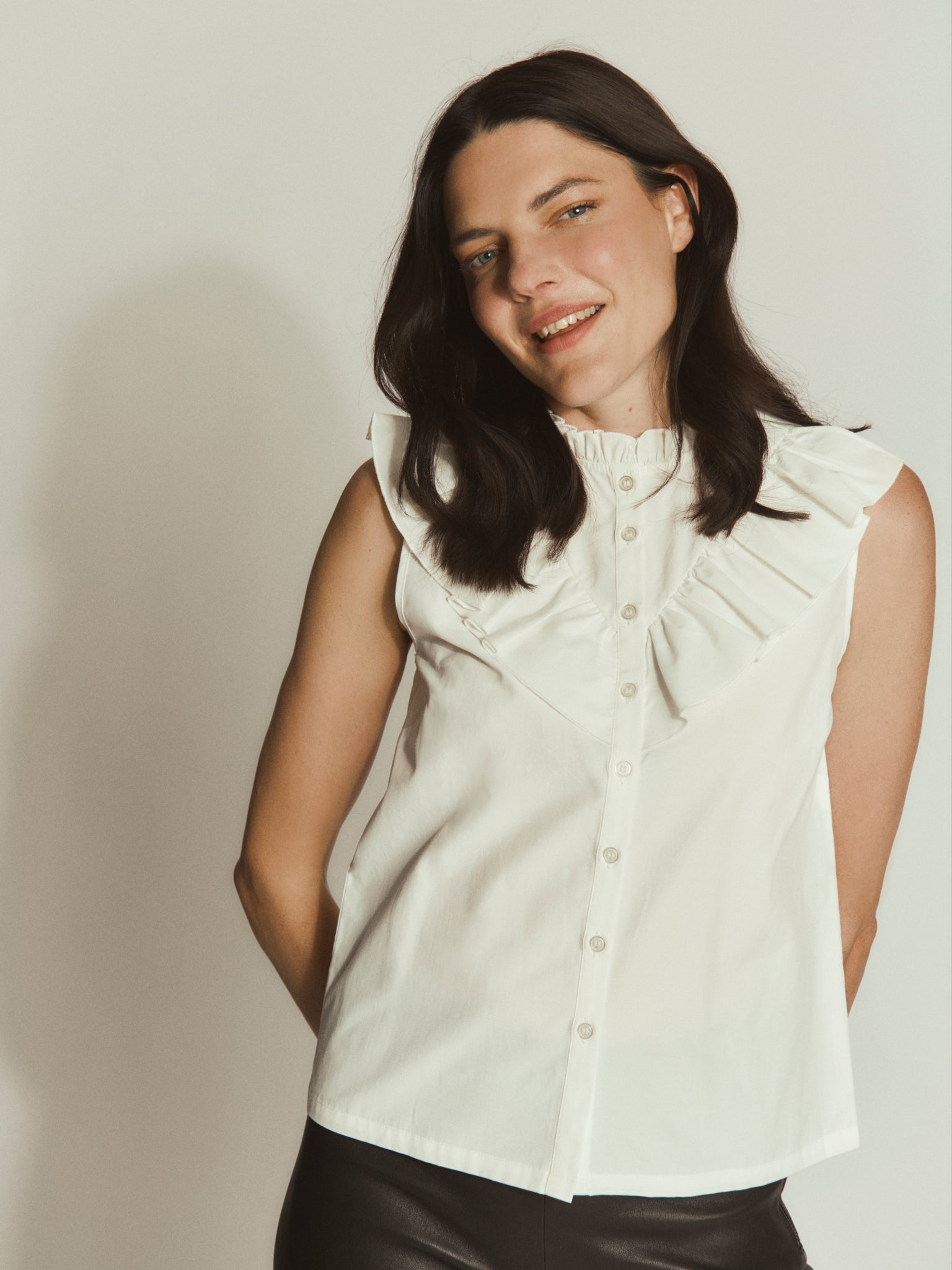 RWMegan SL Frill Top TOP Rosemunde Woman