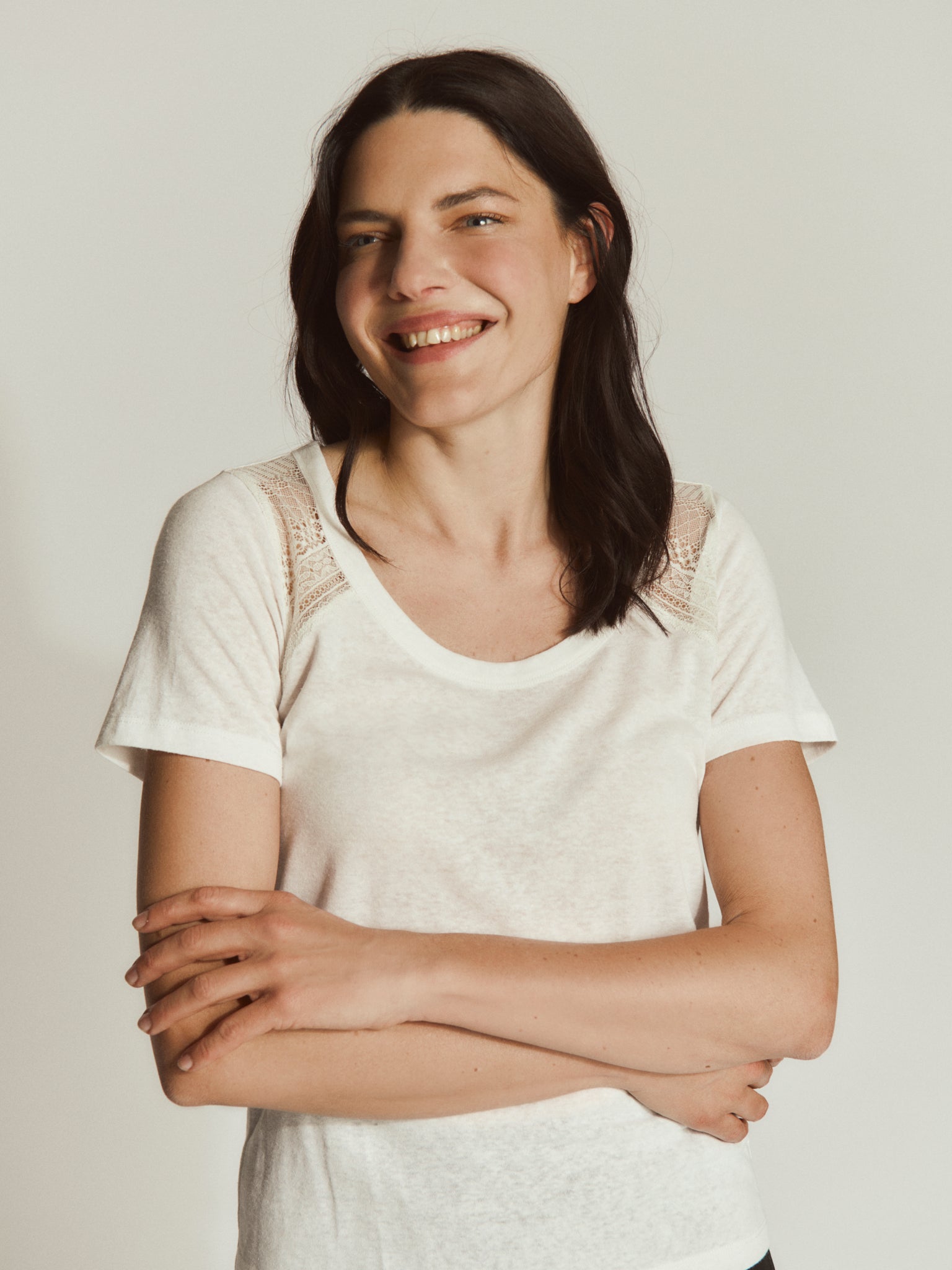 RWLaura Linen SS Lace T-shirt T-SHIRT SS Rosemunde Woman