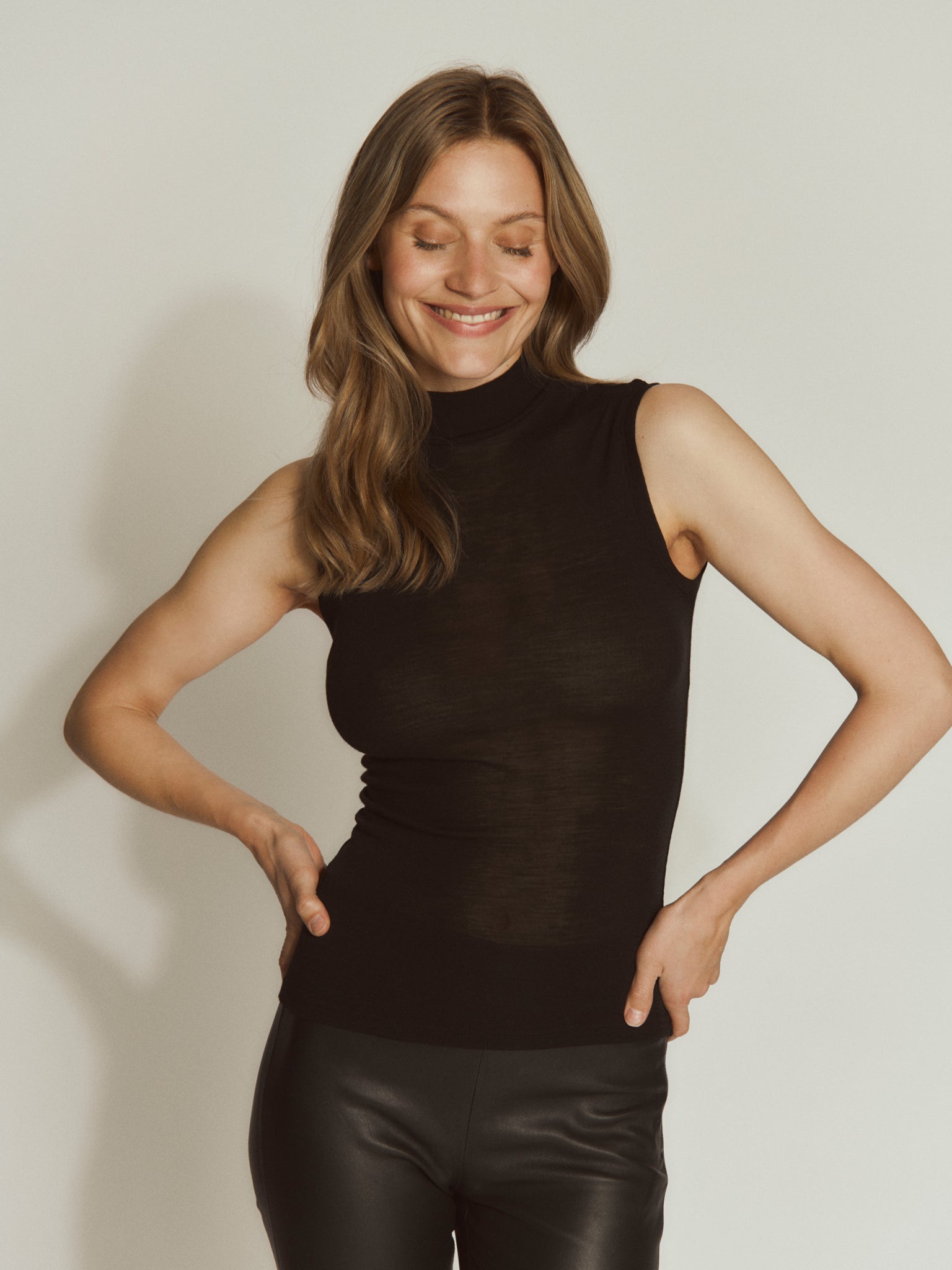 RWSara Cashmere Blend SL Mock-neck Top TOP Rosemunde Woman