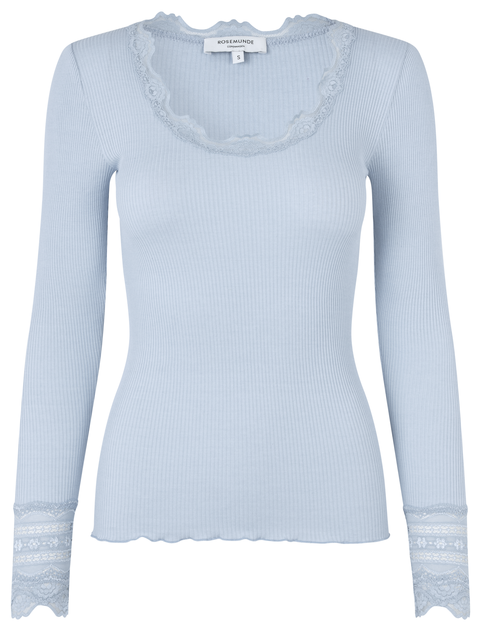 RWBenita Silk LS O-neck Lace T-shirt T-SHIRT LS Rosemunde Woman L nantucket blue
