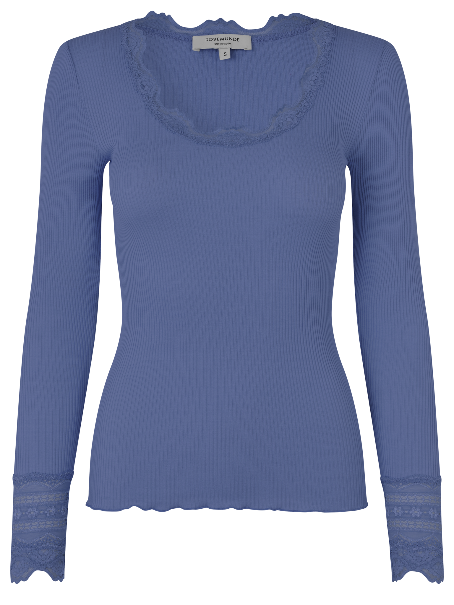 RWBenita Silk LS O-neck Lace T-shirt T-SHIRT LS Rosemunde Woman L dutch blue