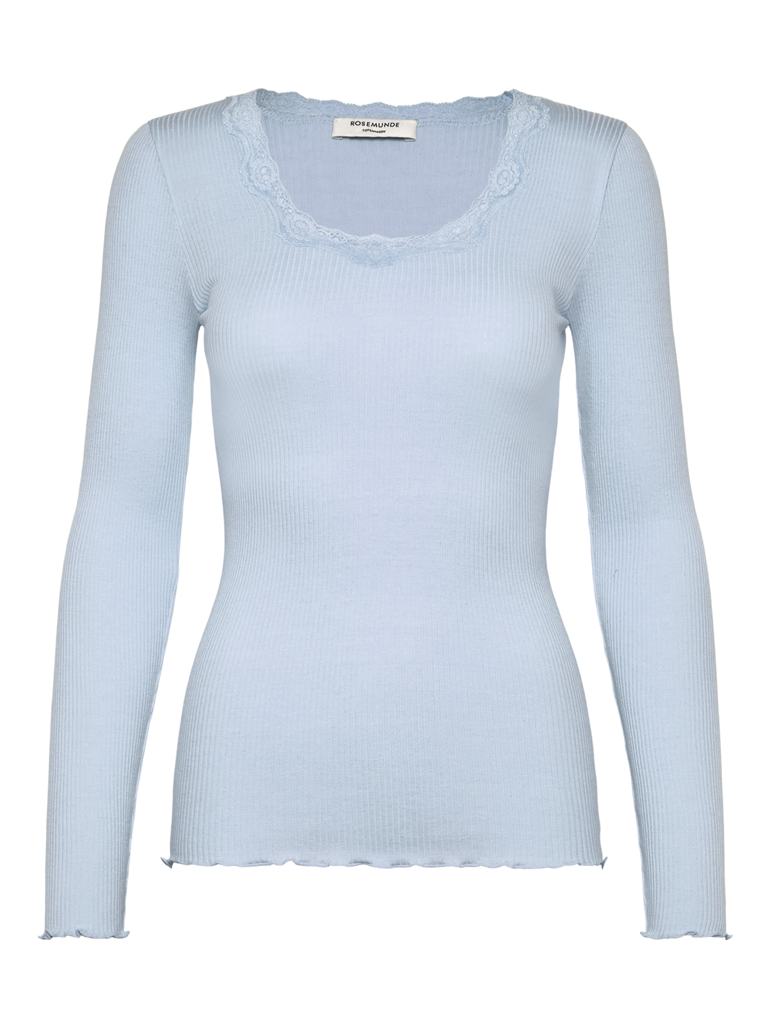 RWBabette Silk LS U-neck Lace T-shirt T-SHIRT LS Rosemunde Woman L nantucket blue