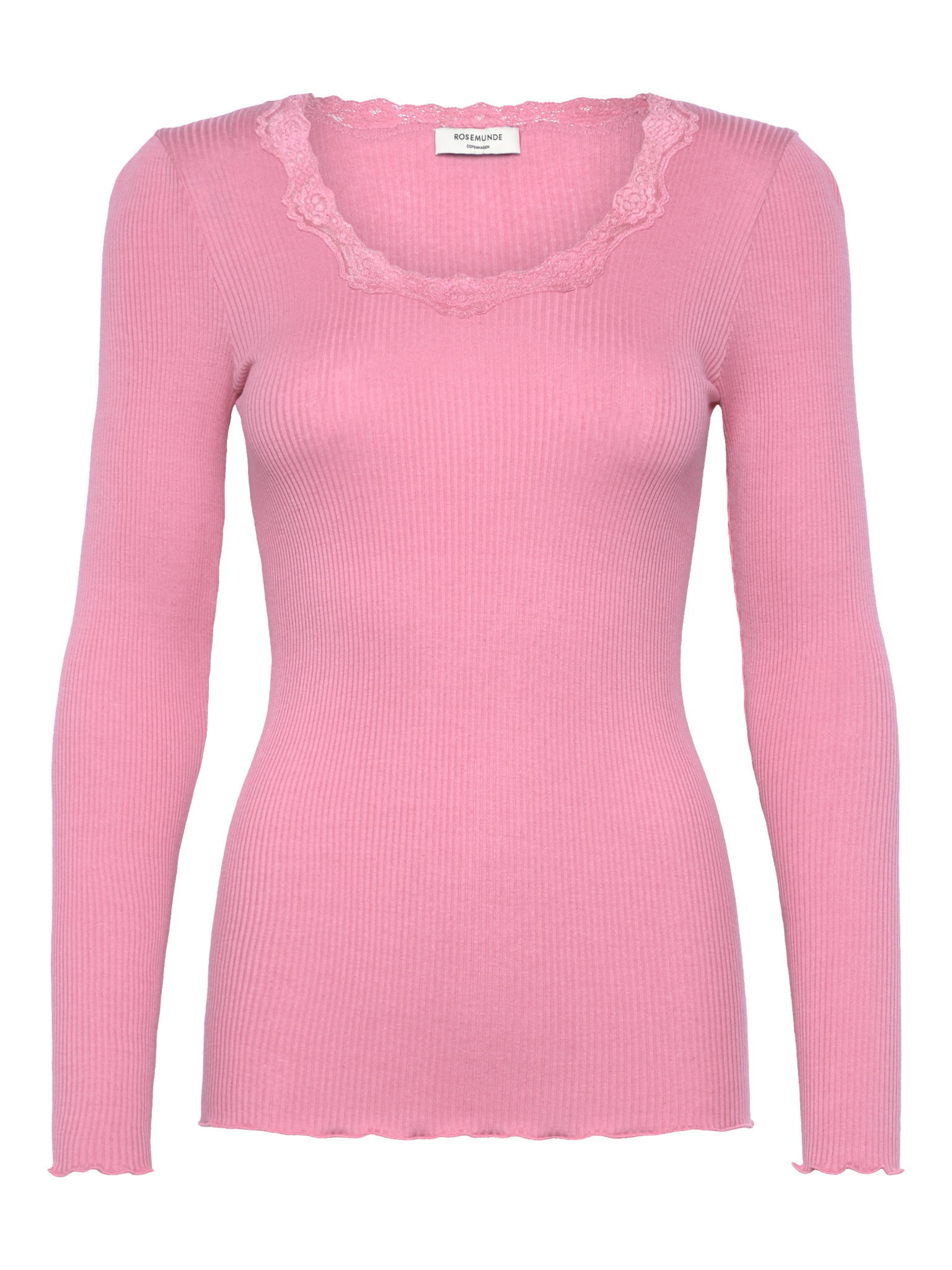 RWBabette Silk LS U-neck Lace T-shirt T-SHIRT LS Rosemunde Woman L sea pink