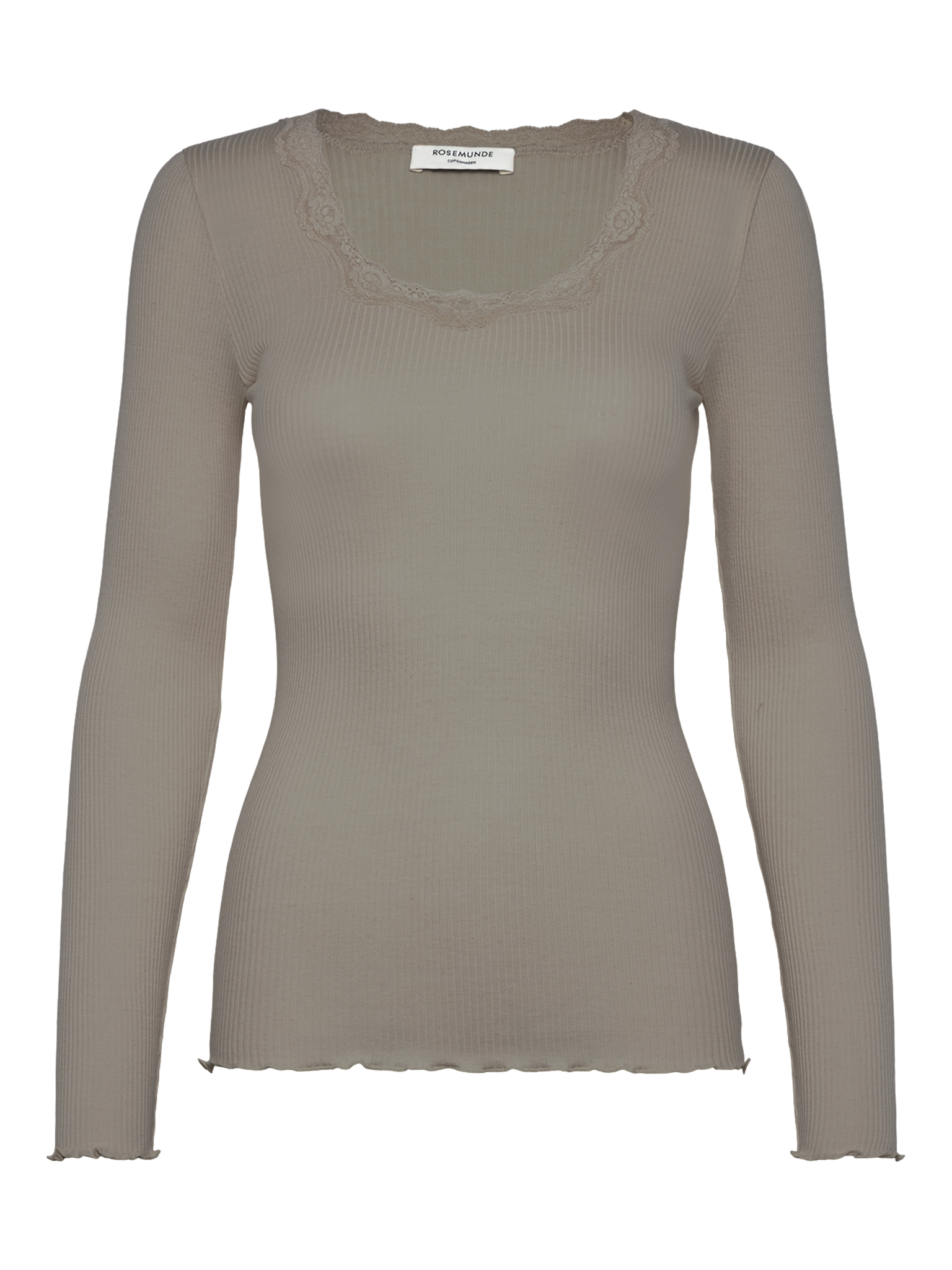 RWBabette Silk LS U-neck Lace T-shirt T-SHIRT LS Rosemunde Woman L dried sage