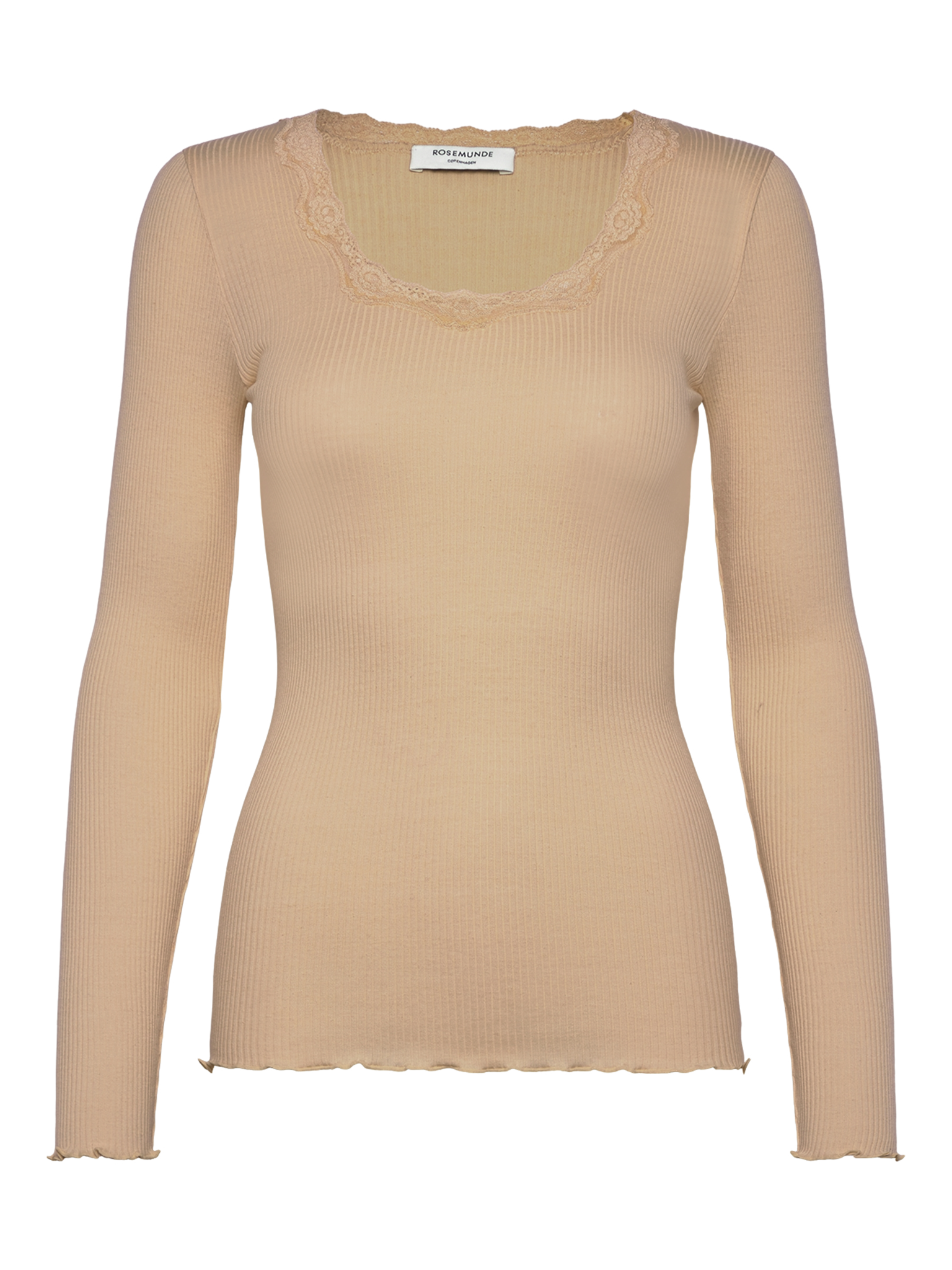 RWBabette Silk LS U-neck Lace T-shirt T-SHIRT LS Rosemunde Woman L safari