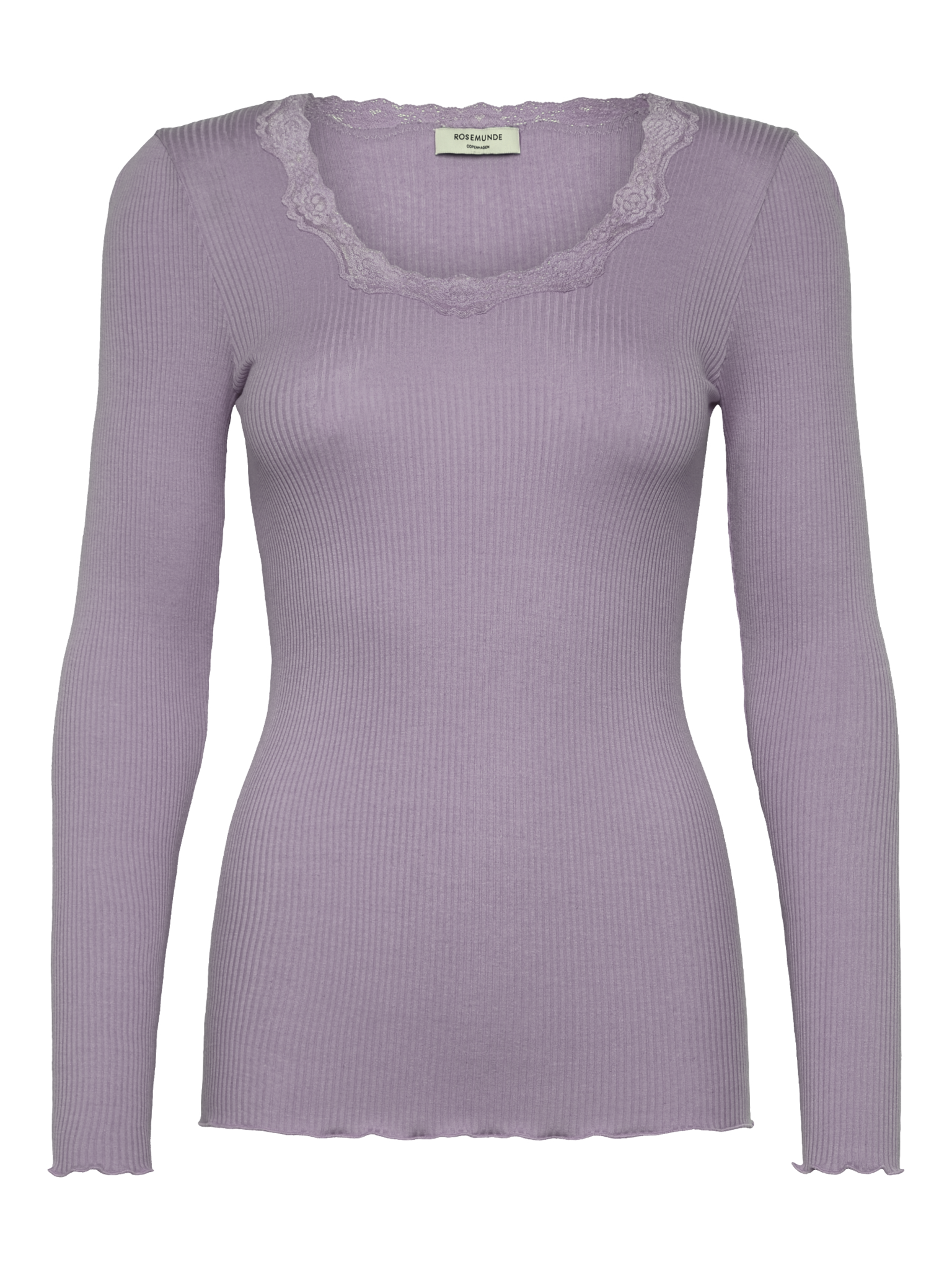 RWBabette Silk LS U-neck Lace T-shirt T-SHIRT LS Rosemunde Woman L lavender grey