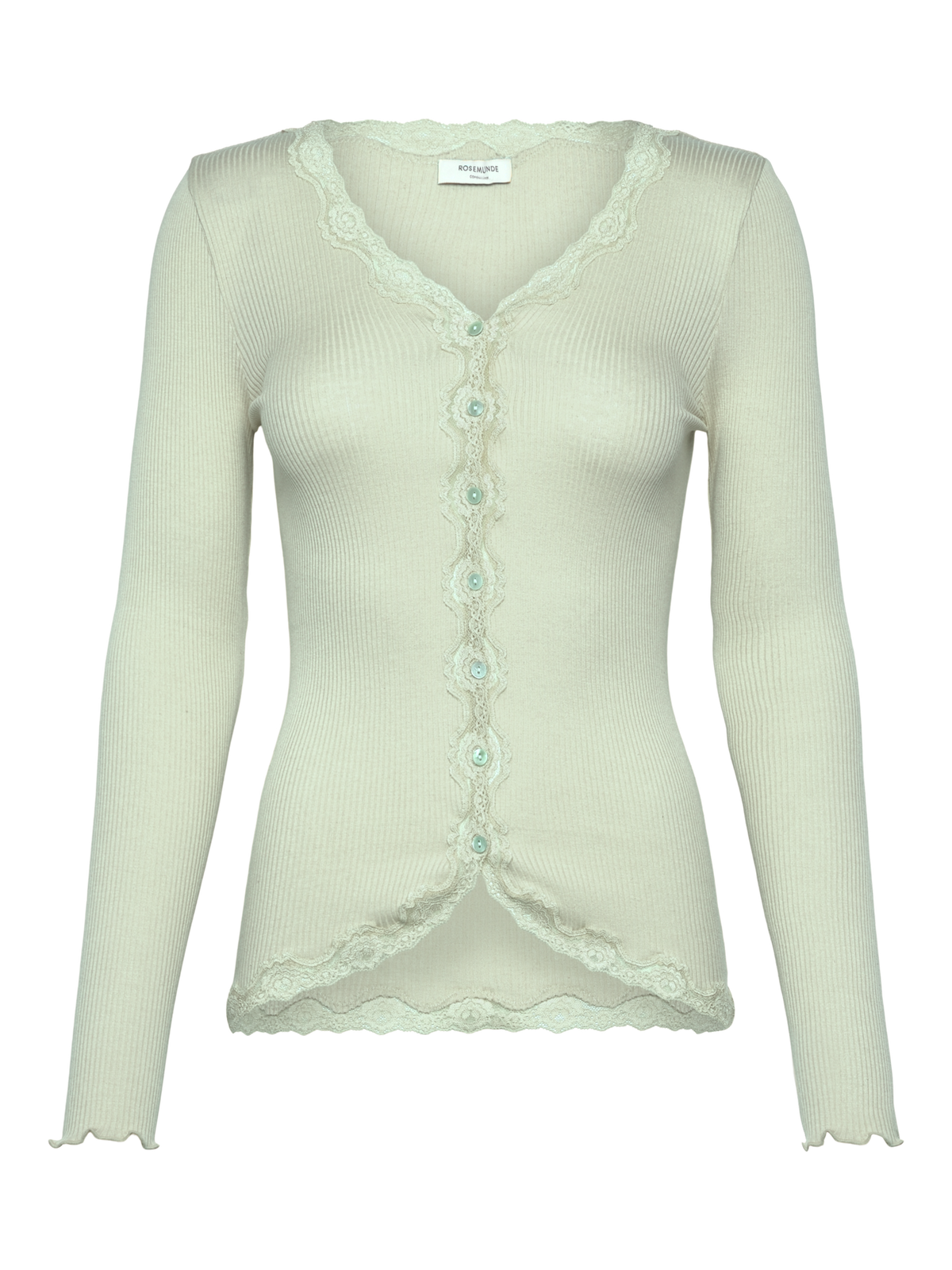 RWBabette Silk Long Sleeve V-neck Lace Cardigan CARDIGAN Rosemunde Woman XS green lily