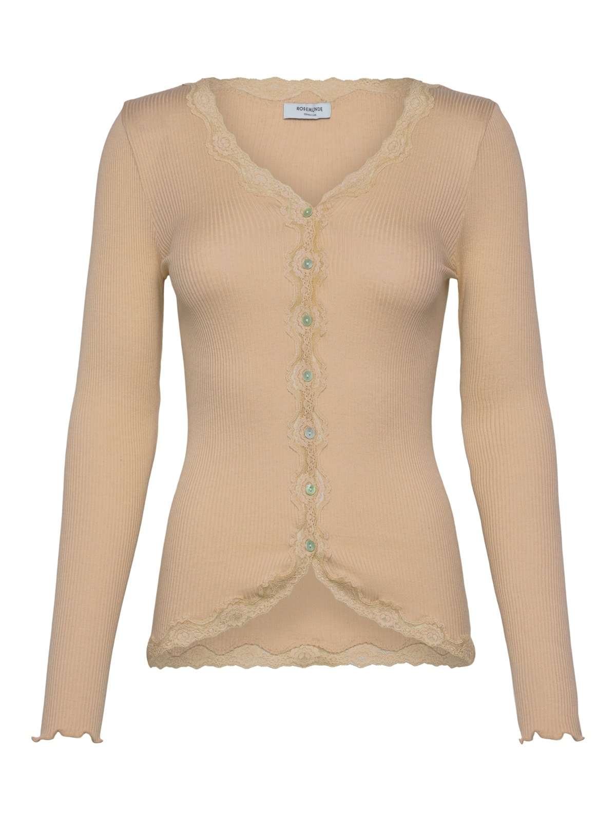 RWBabette Silk Long Sleeve V-neck Lace Cardigan CARDIGAN Rosemunde Woman XS safari