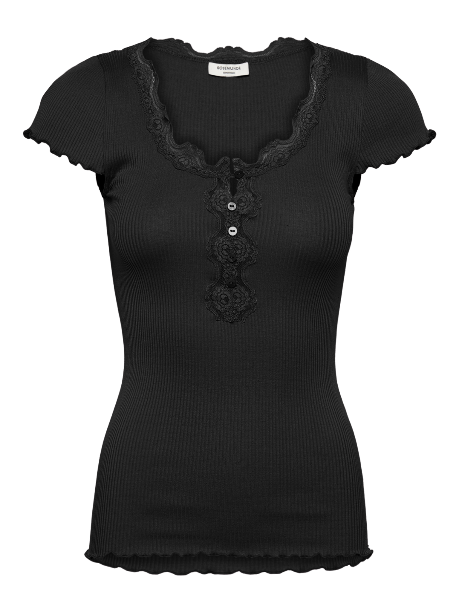 RWBeatha Silk Capsleeve Button T-shirt T-SHIRT SS Rosemunde Woman XS black