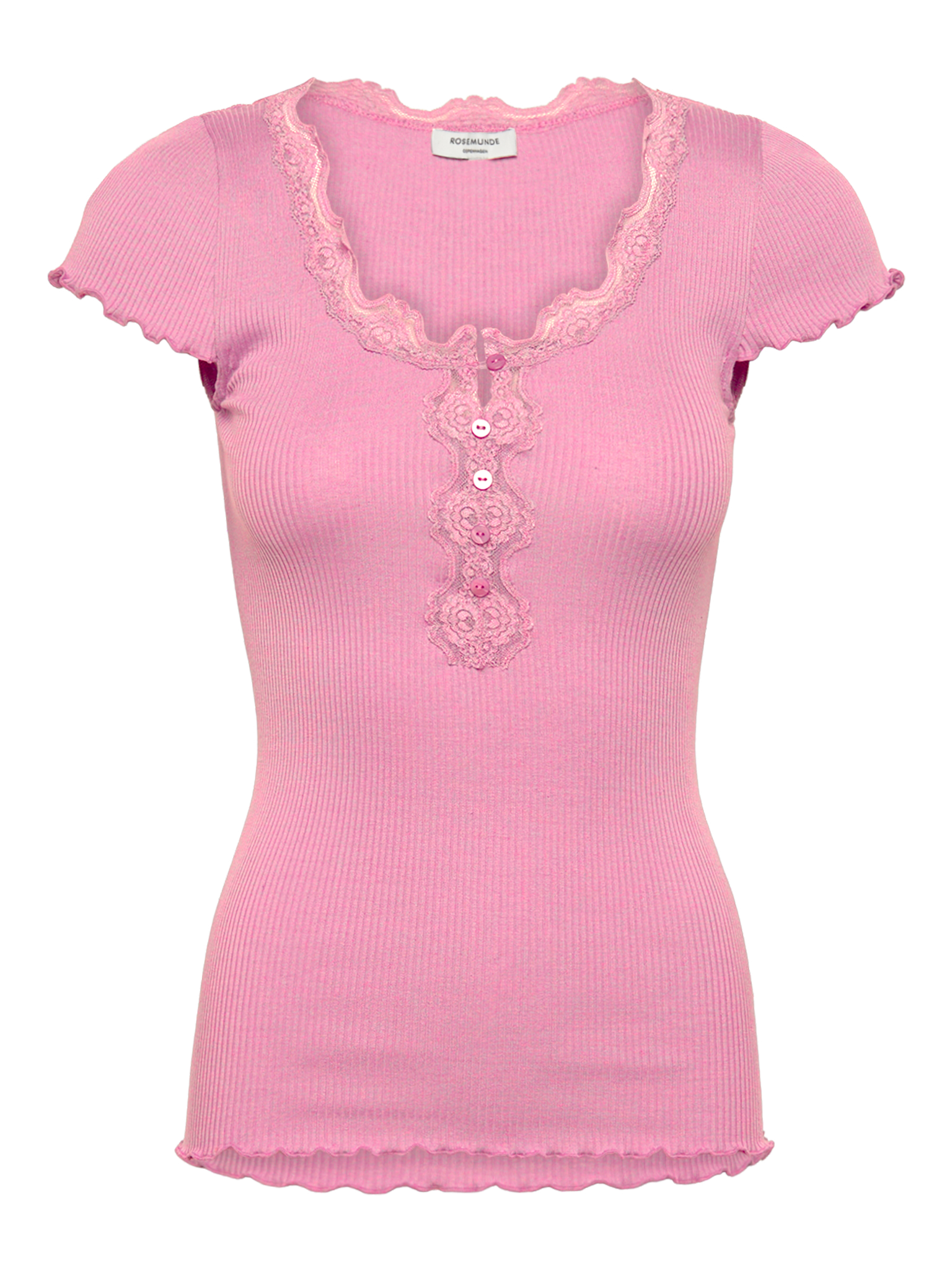RWBeatha Silk Capsleeve Button T-shirt T-SHIRT SS Rosemunde Woman XS sea pink