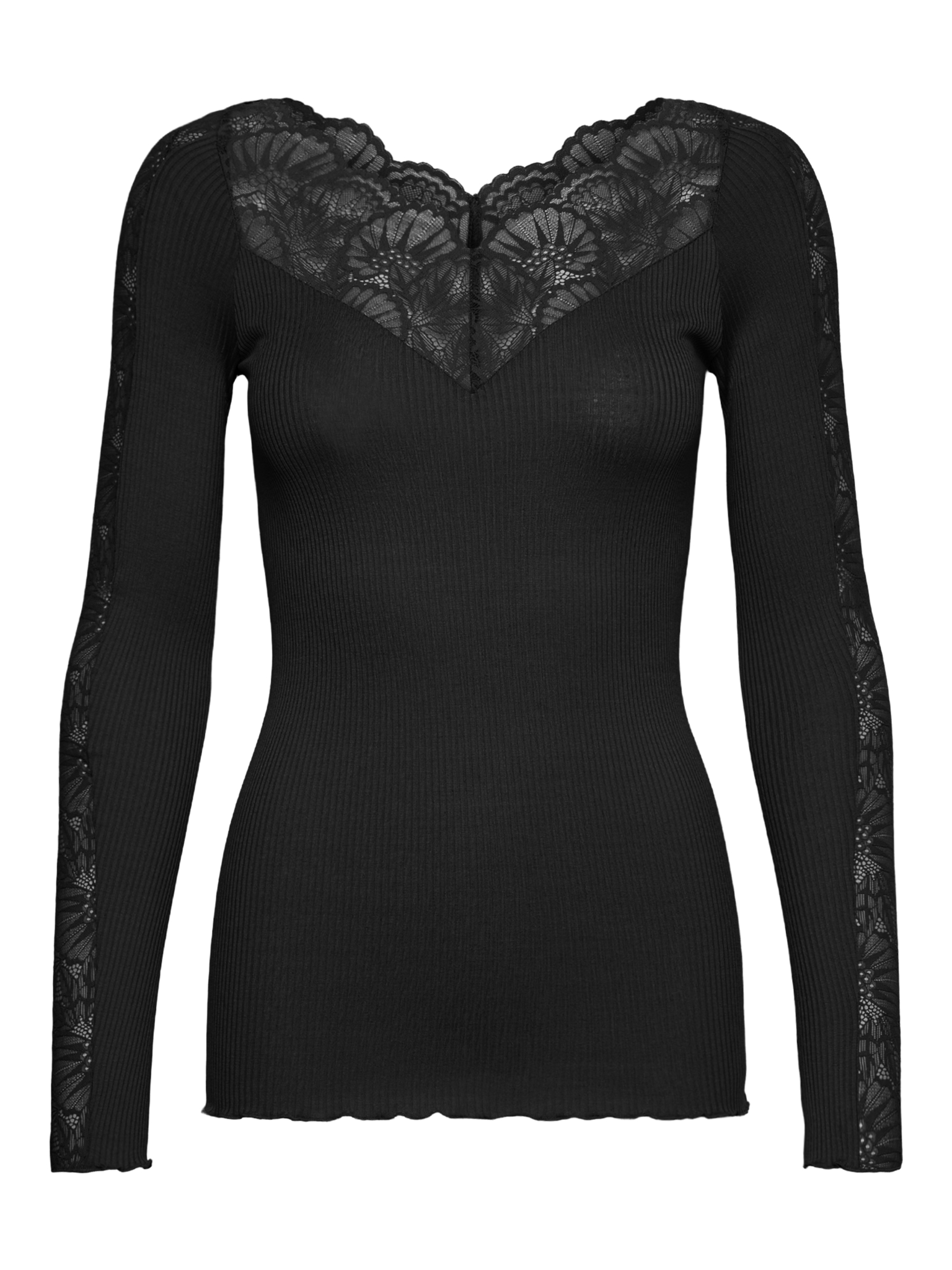 RWBeatha Silk LS Lace T-shirt T-SHIRT LS Rosemunde Woman XS black