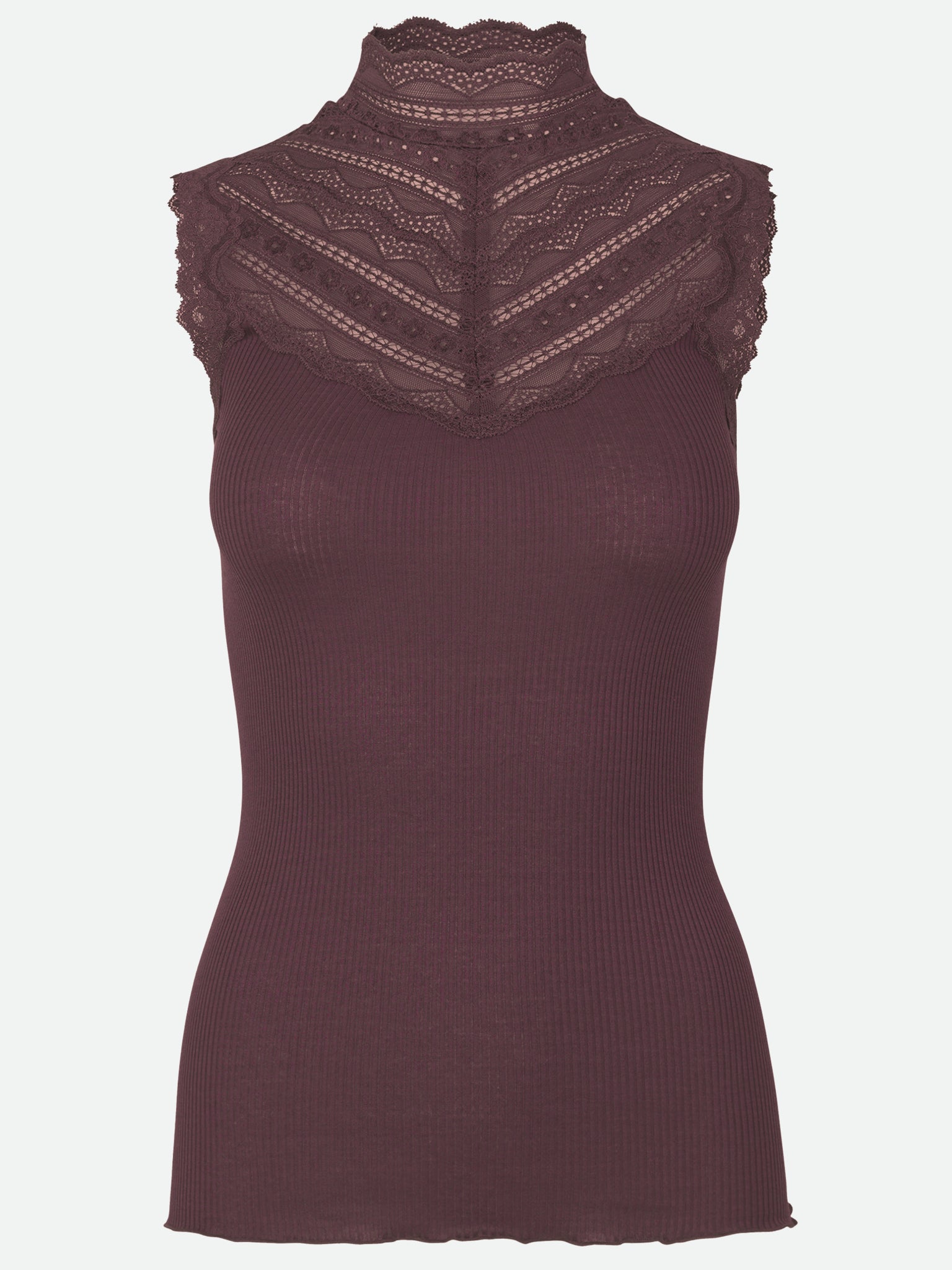 RWBenita Silk SL Turtleneck Lace Top TOP Rosemunde Woman XS fudge