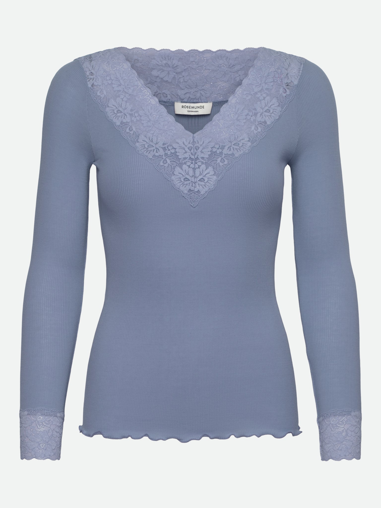 RWBernadine Organic LS V-neck Lace T-shirt T-SHIRT LS Rosemunde Woman XS infinity