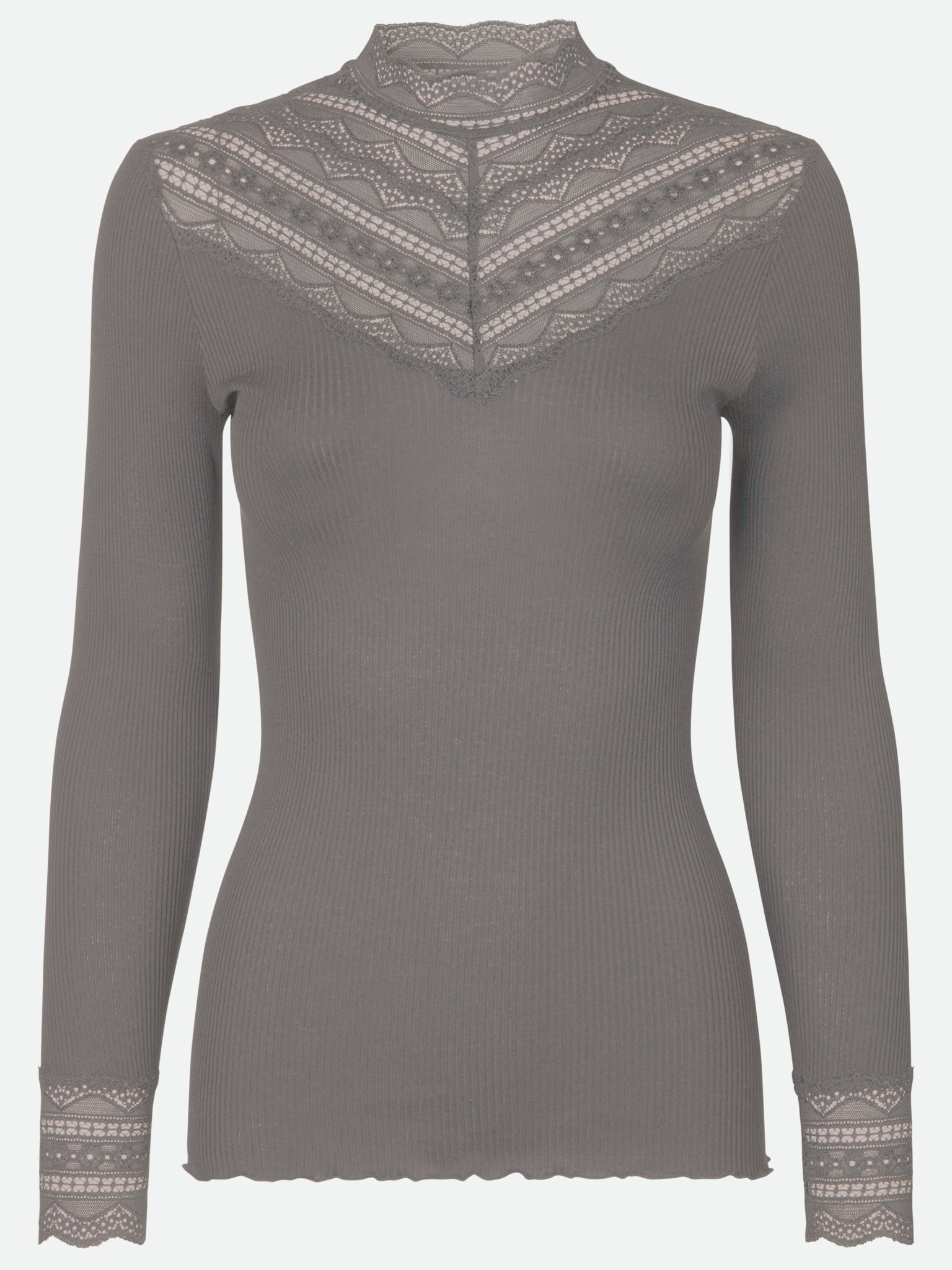 RWBenita Silk LS Lace T-neck T-shirt T-SHIRT LS Rosemunde Woman