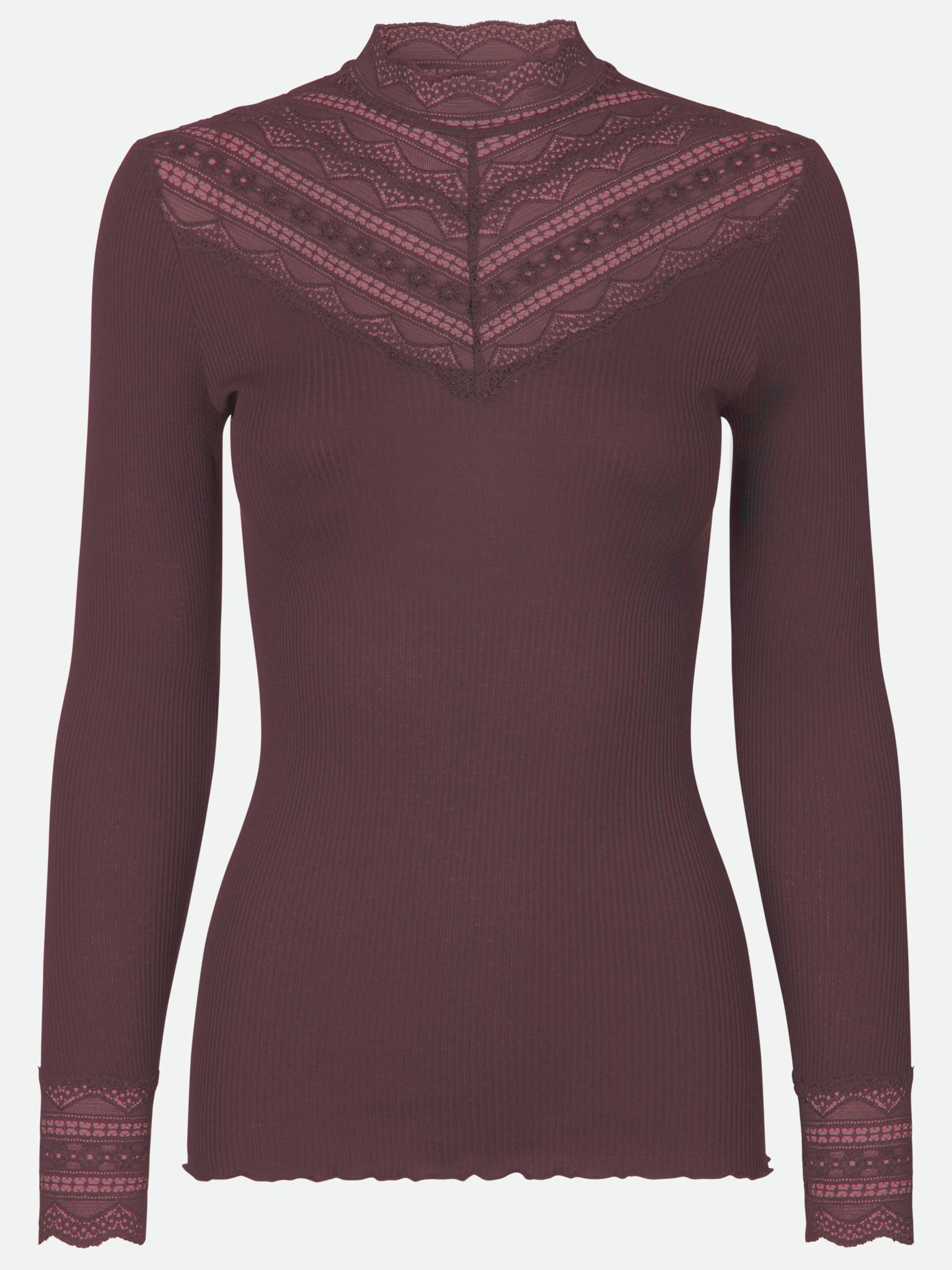 RWBenita Silk LS Lace T-neck T-shirt T-SHIRT LS Rosemunde Woman