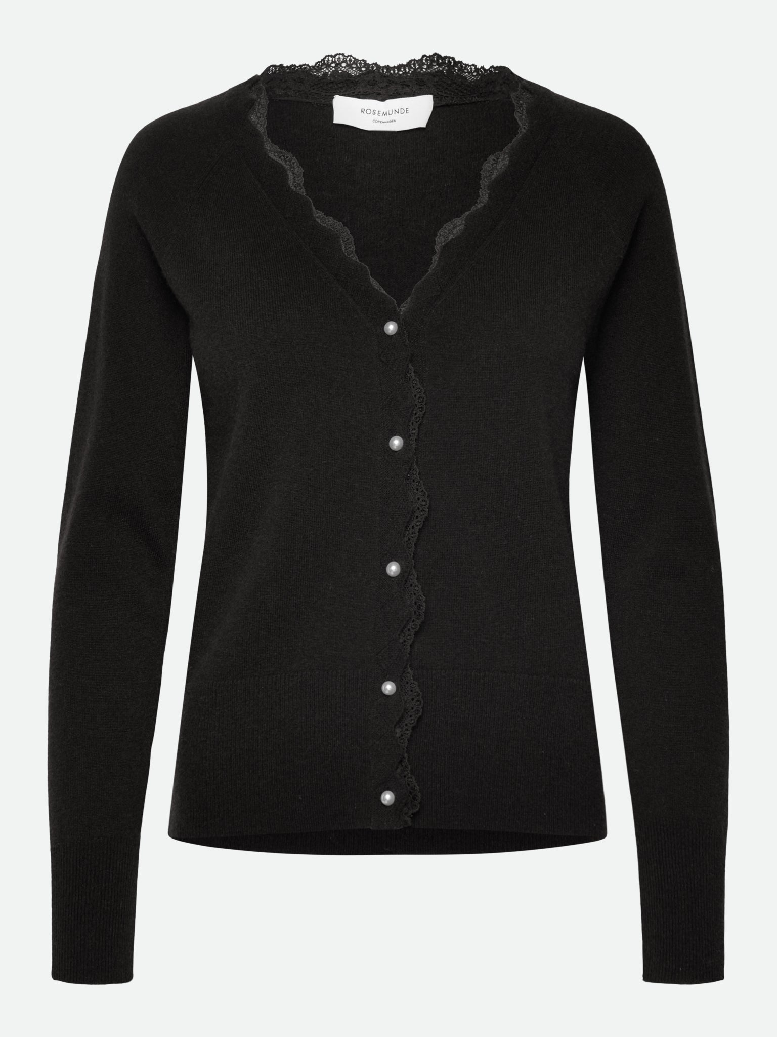RWLaica Cashmere Longsleeve V-neck Lace Cardigan CARDIGAN Rosemunde Woman XS black